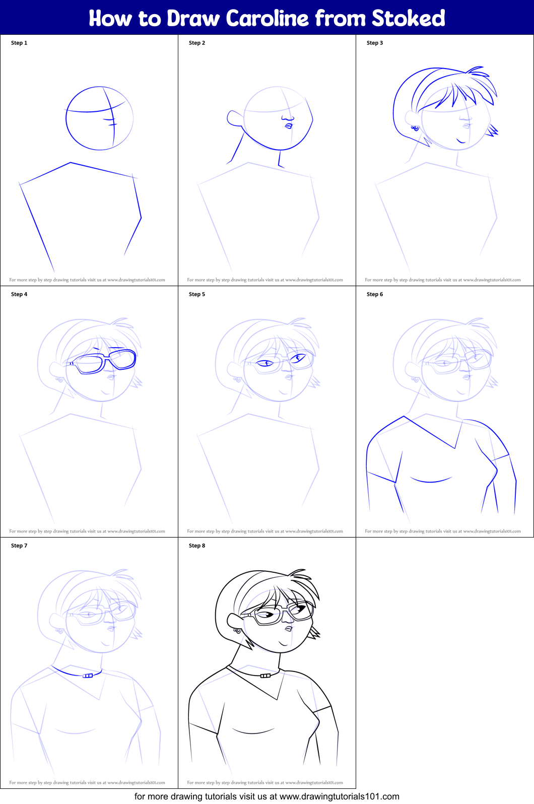 How to Draw Caroline from Stoked Printable Step by Step