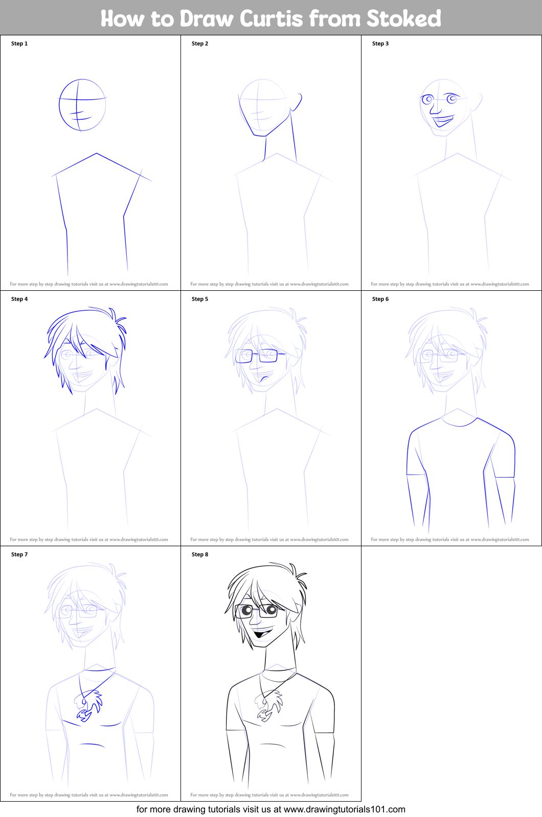 How to Draw Curtis from Stoked Printable Step by Step