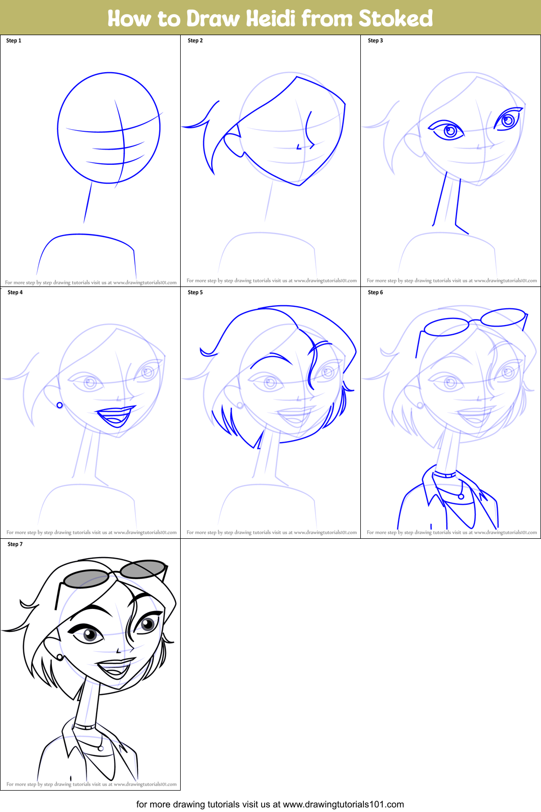 How to Draw Heidi from Stoked Printable Step by Step