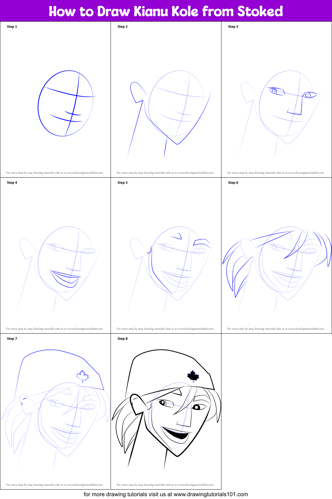 How to Draw Kianu Kole from Stoked Printable Step by Step