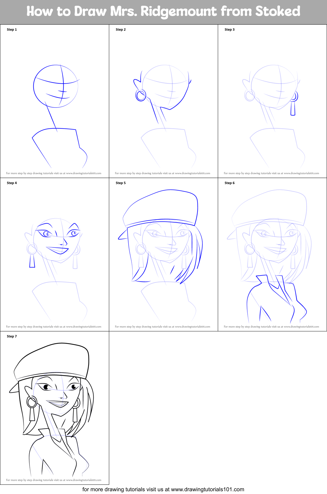 How to Draw Mrs. Ridgemount from Stoked Printable Step by Step