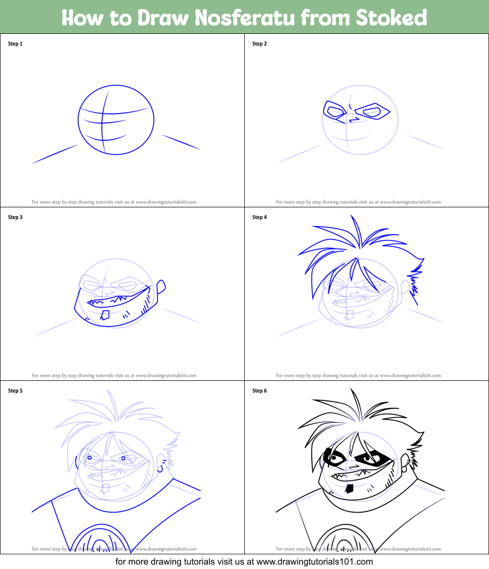 How to Draw Nosferatu from Stoked Printable Step by Step