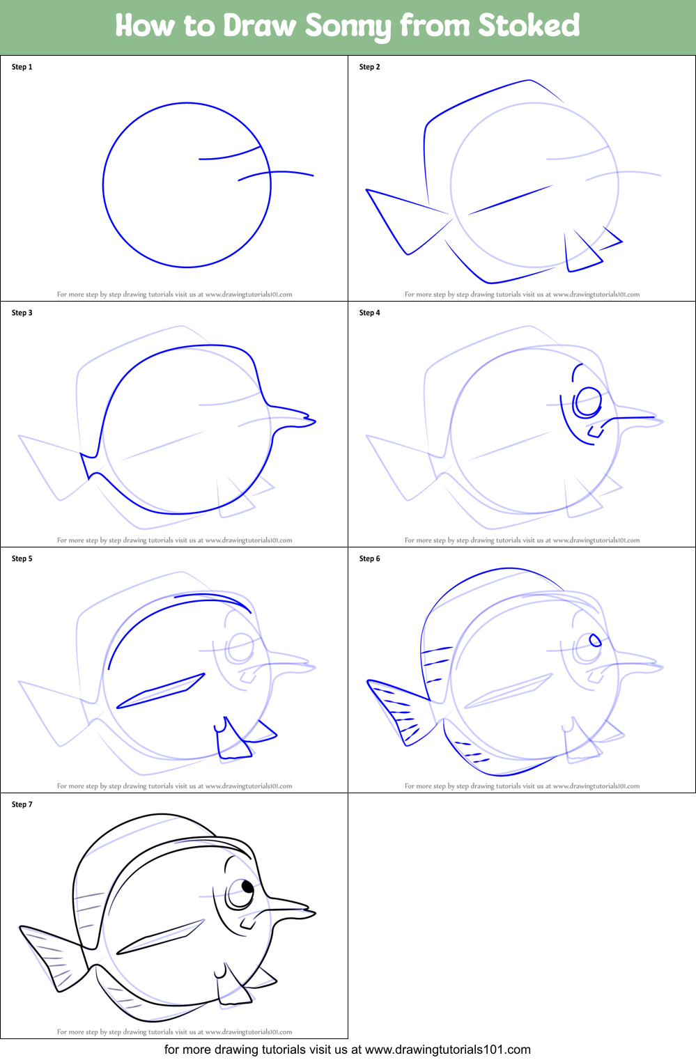 How to Draw Sonny from Stoked Printable Step by Step