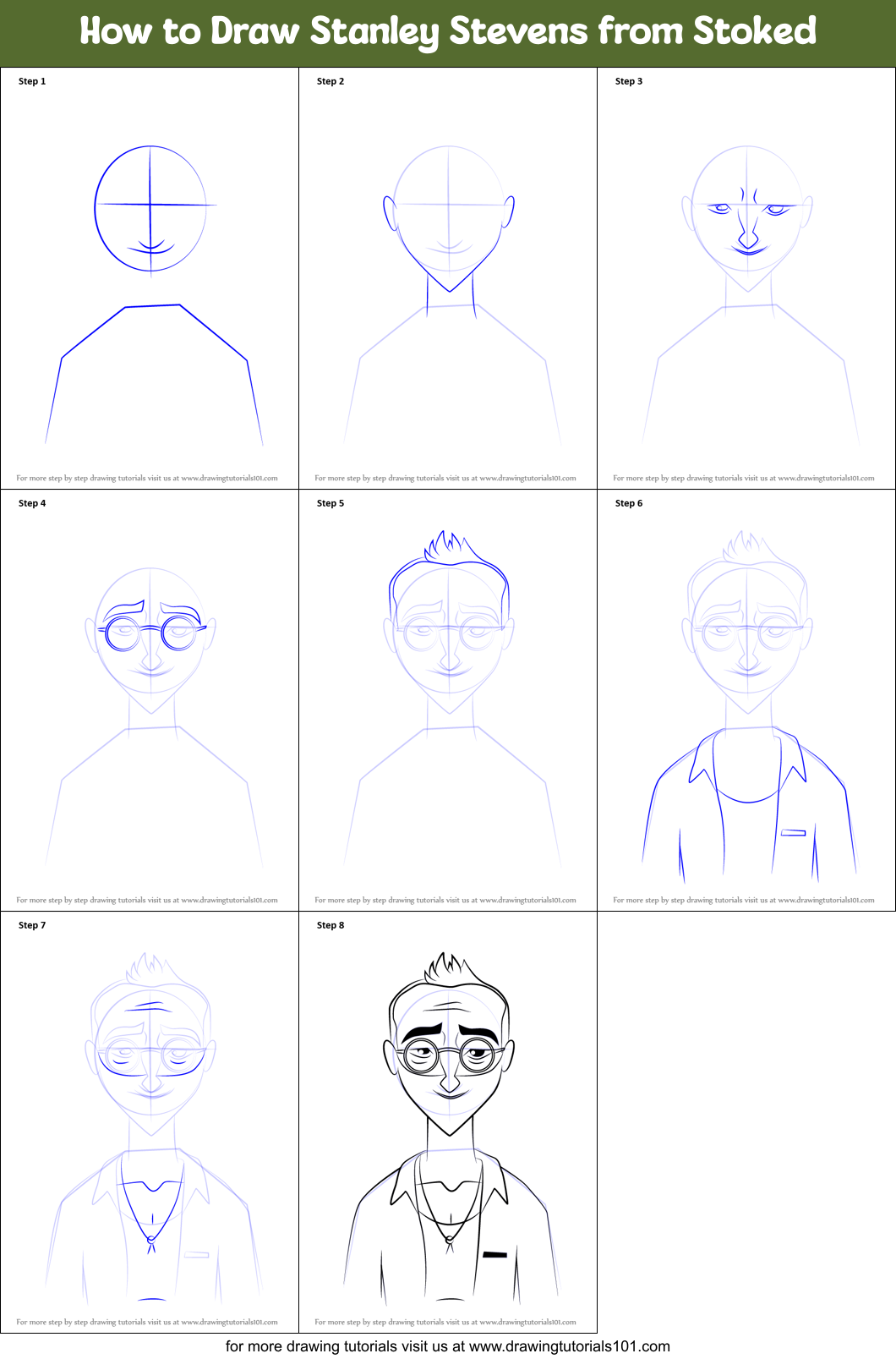 How to Draw Stanley Stevens from Stoked Printable Step by Step