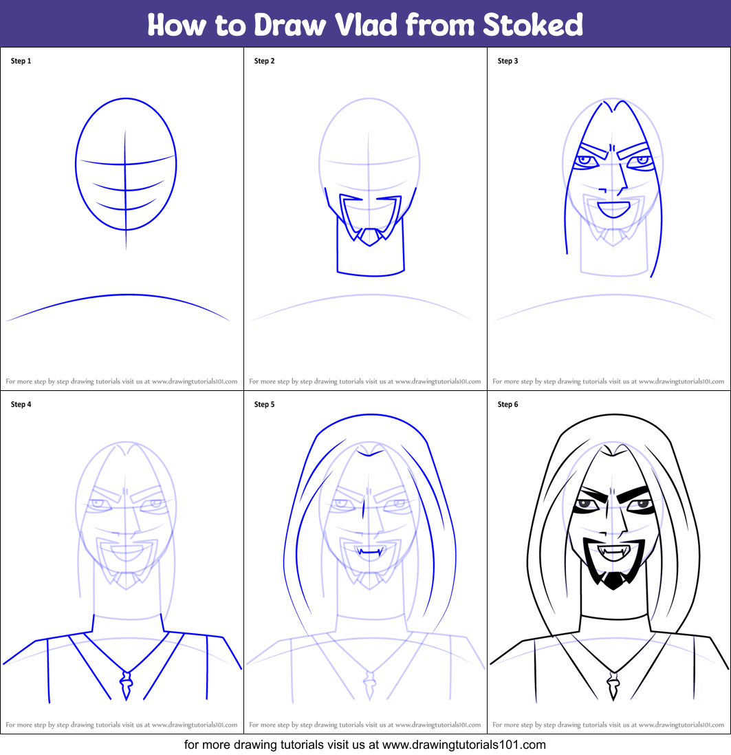 How to Draw Vlad from Stoked Printable Step by Step
