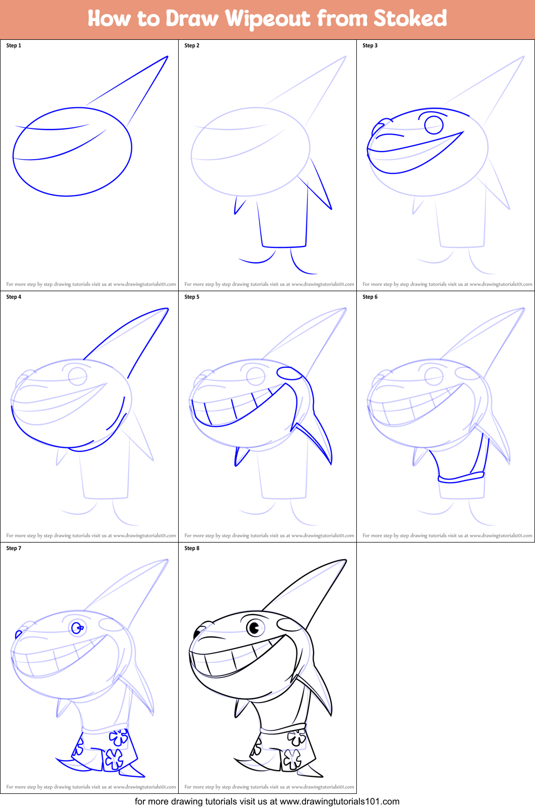 How to Draw Wipeout from Stoked Printable Step by Step