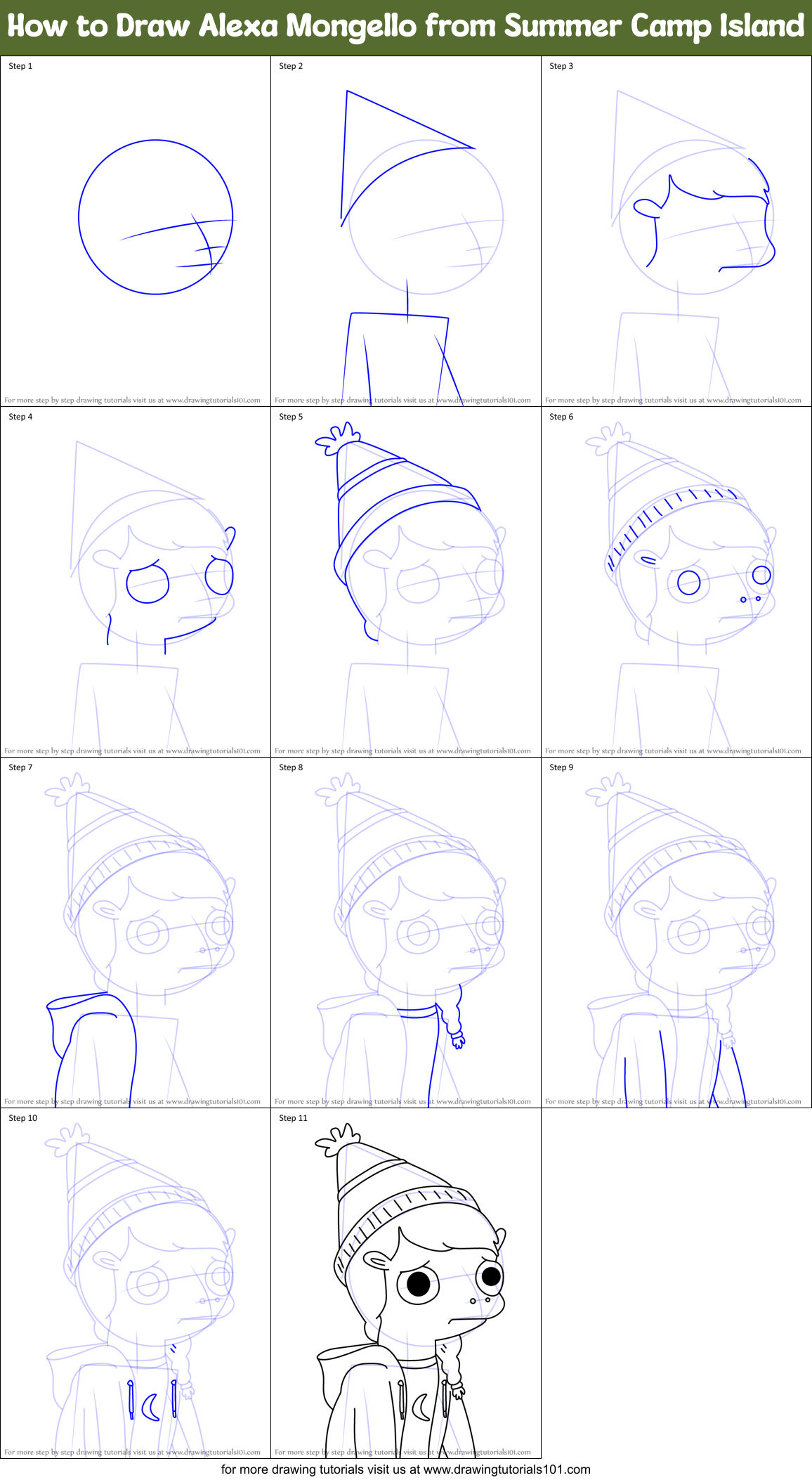 How to Draw Alexa Mongello from Summer Camp Island Printable Step by Step