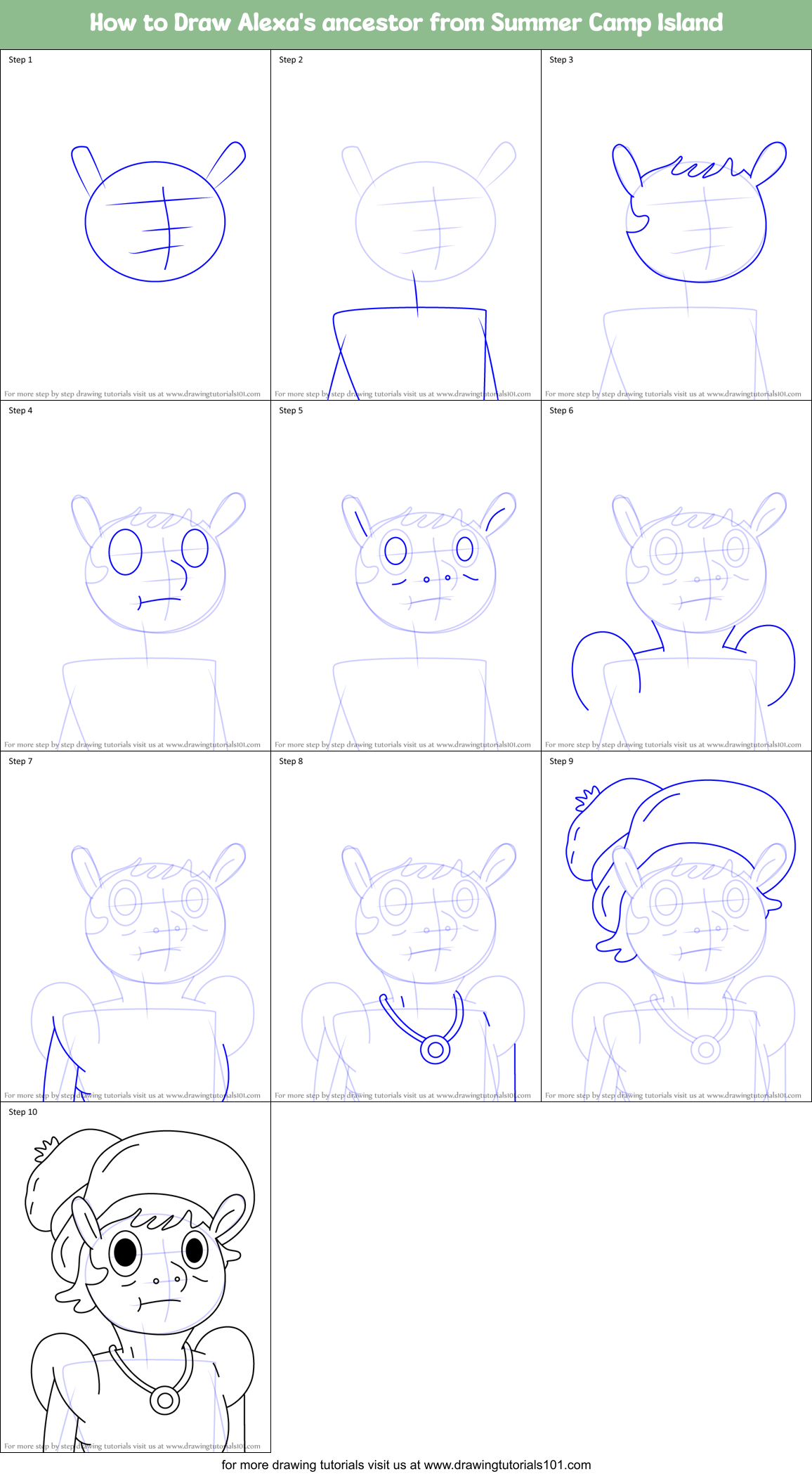 How to Draw Alexa's ancestor from Summer Camp Island Printable Step by Step