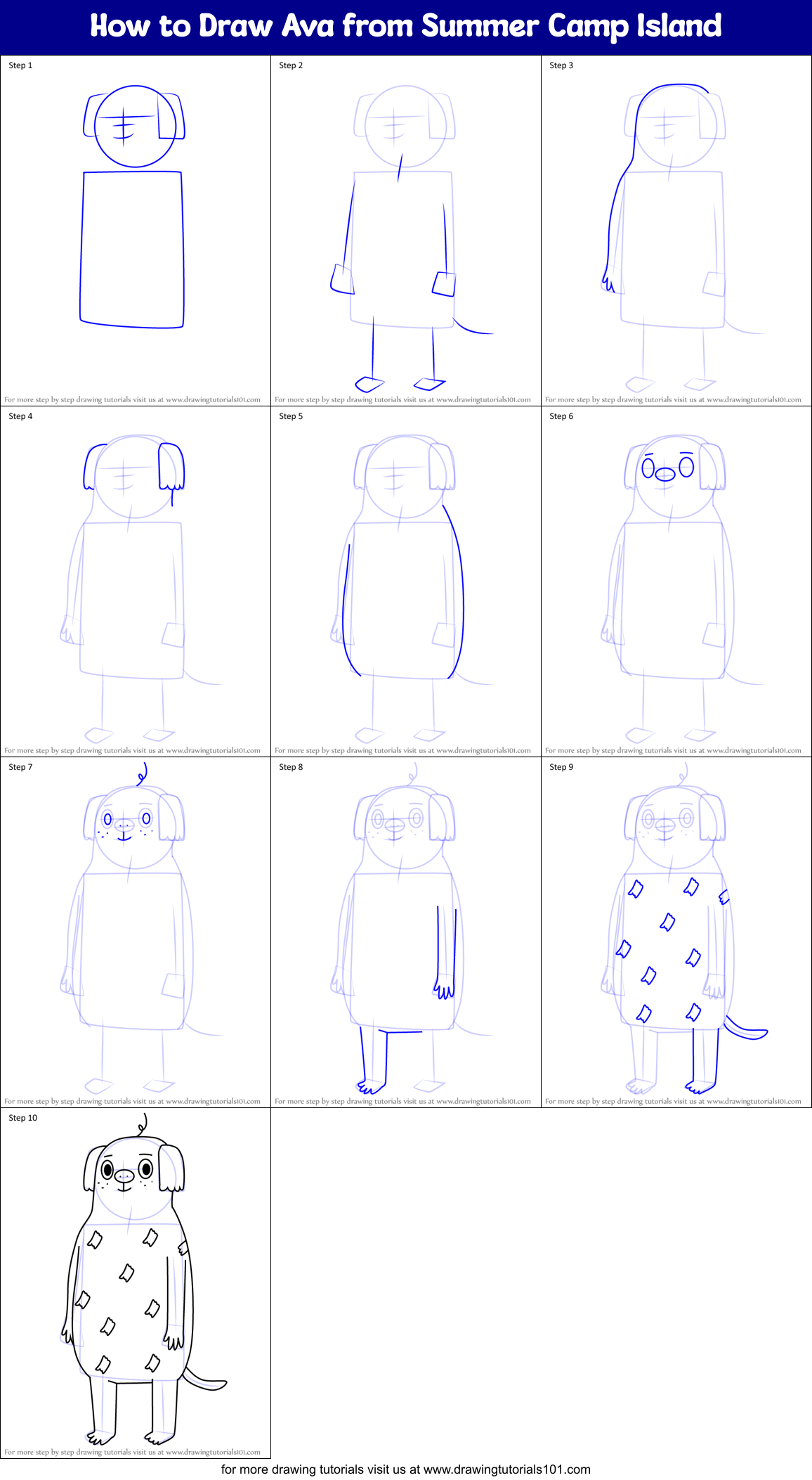 How to Draw Ava from Summer Camp Island Printable Step by Step