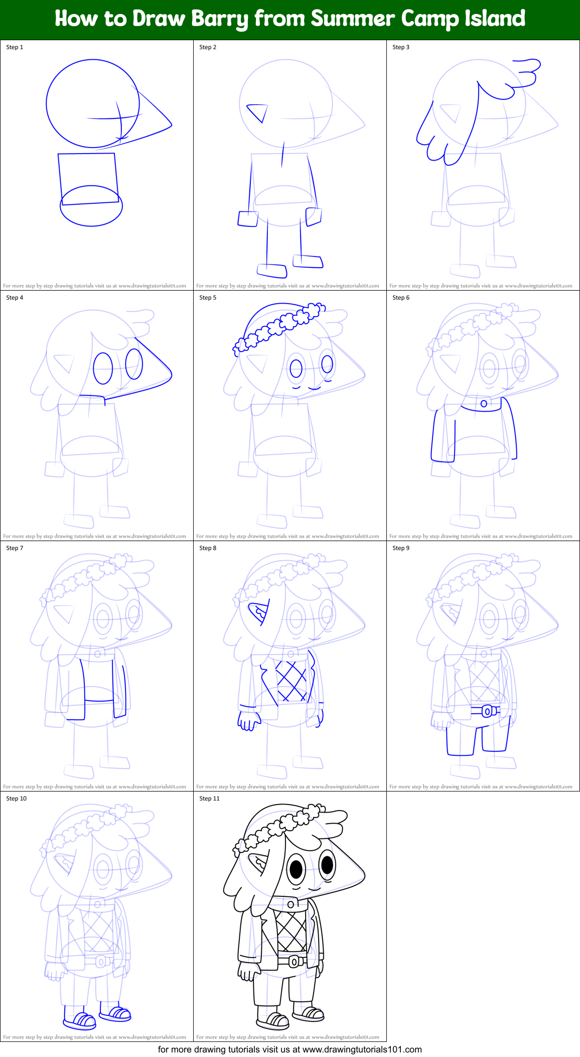 How to Draw Barry from Summer Camp Island Printable Step by Step