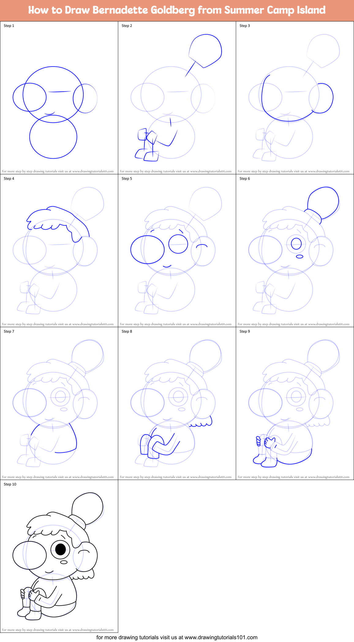 How to Draw Bernadette Goldberg from Summer Camp Island Printable Step by Step
