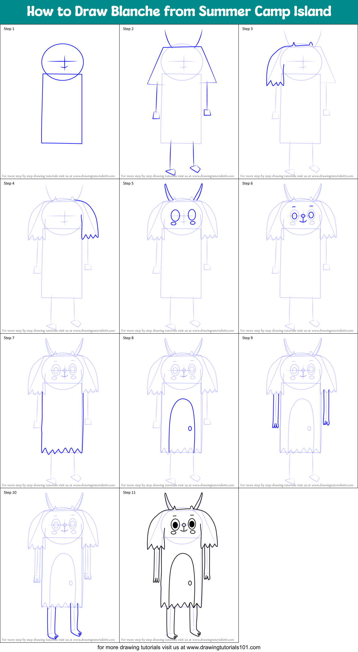How to Draw Blanche from Summer Camp Island Printable Step by Step