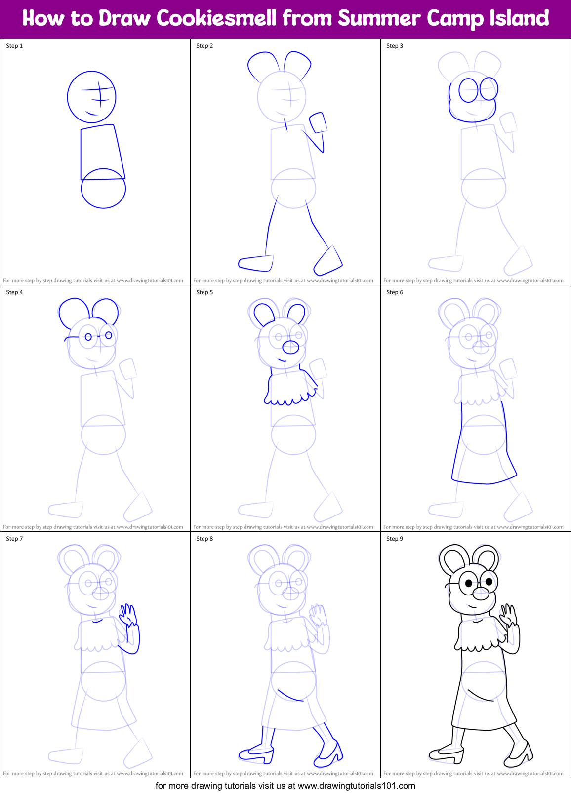 How to Draw Cookiesmell from Summer Camp Island Printable Step by Step