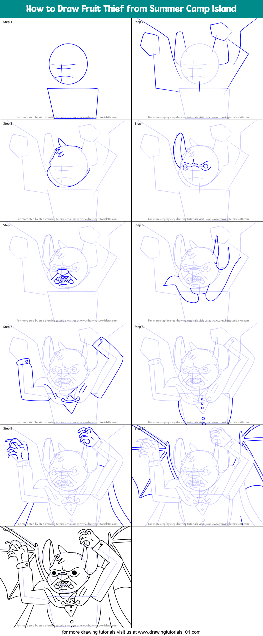 How to Draw Fruit Thief from Summer Camp Island Printable Step by Step