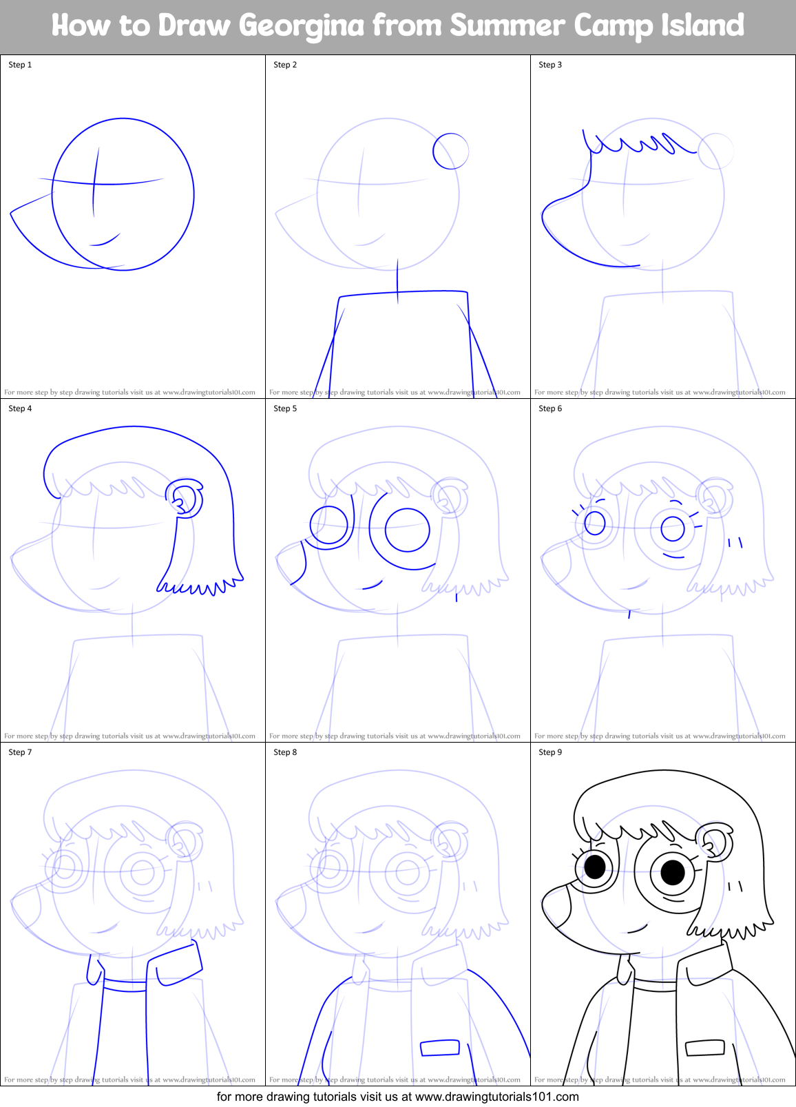 How to Draw Georgina from Summer Camp Island Printable Step by Step