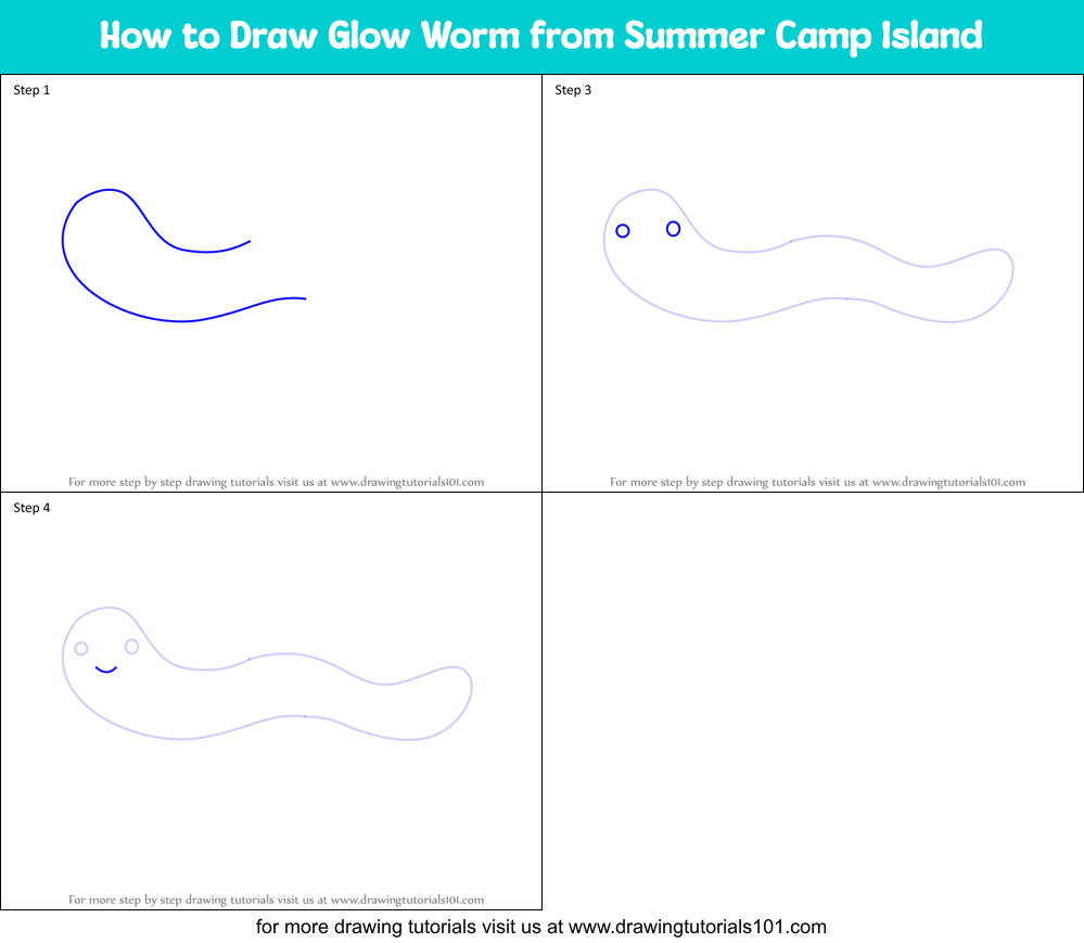 How to Draw Glow Worm from Summer Camp Island Printable Step by Step