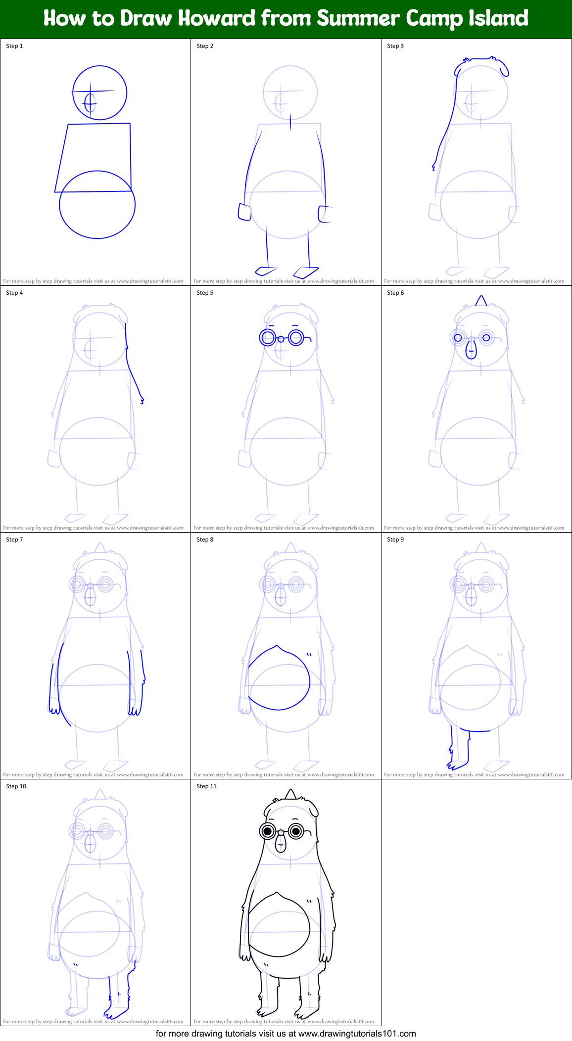 How to Draw Howard from Summer Camp Island Printable Step by Step