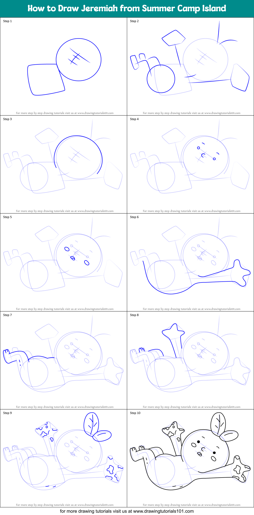 How to Draw Jeremiah from Summer Camp Island Printable Step by Step