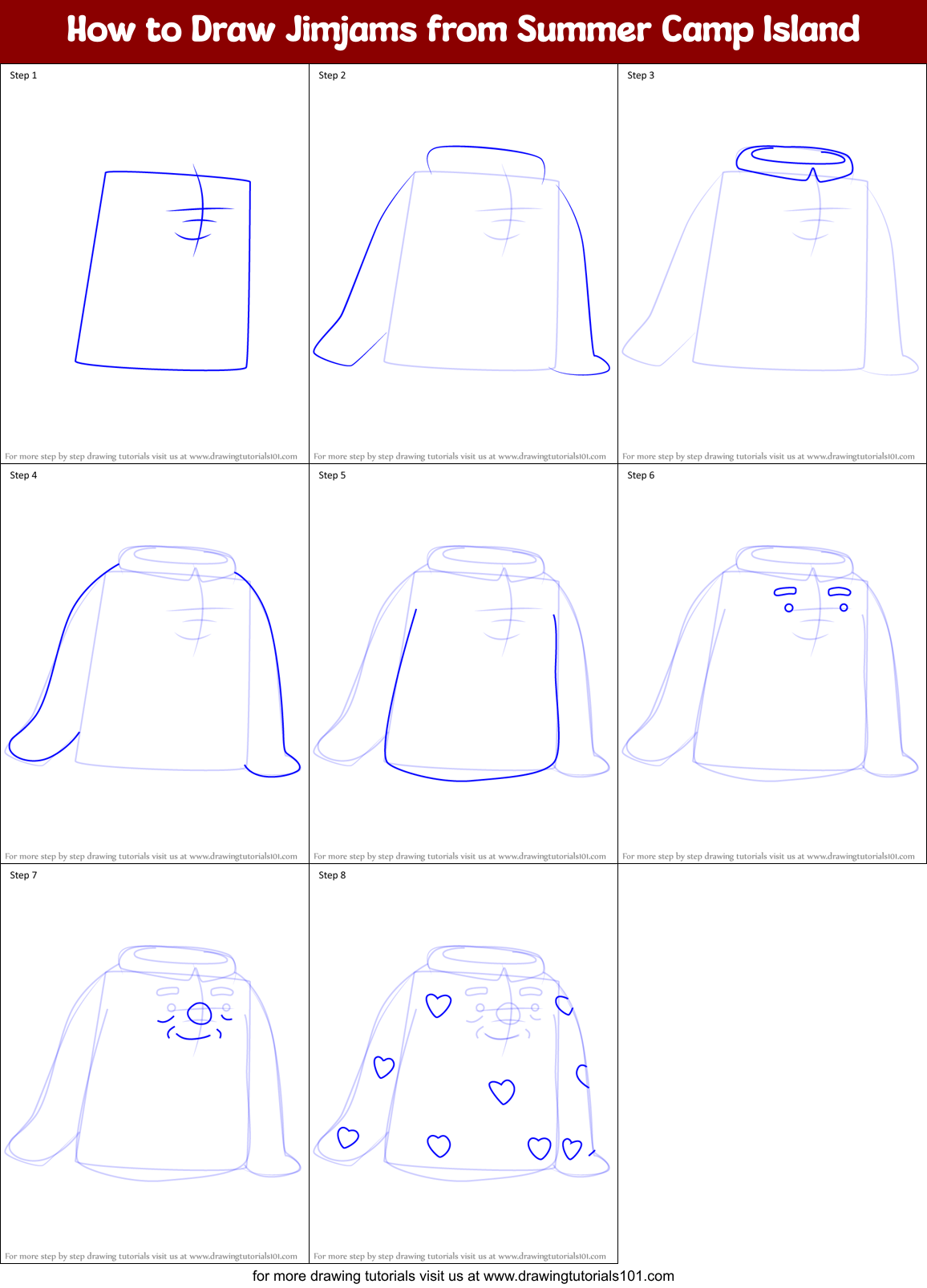 How to Draw Jimjams from Summer Camp Island Printable Step by Step