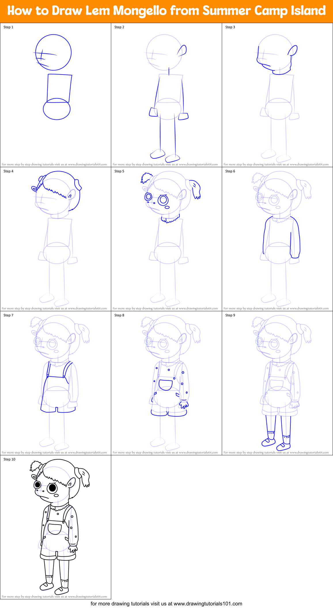 How to Draw Lem Mongello from Summer Camp Island Printable Step by Step
