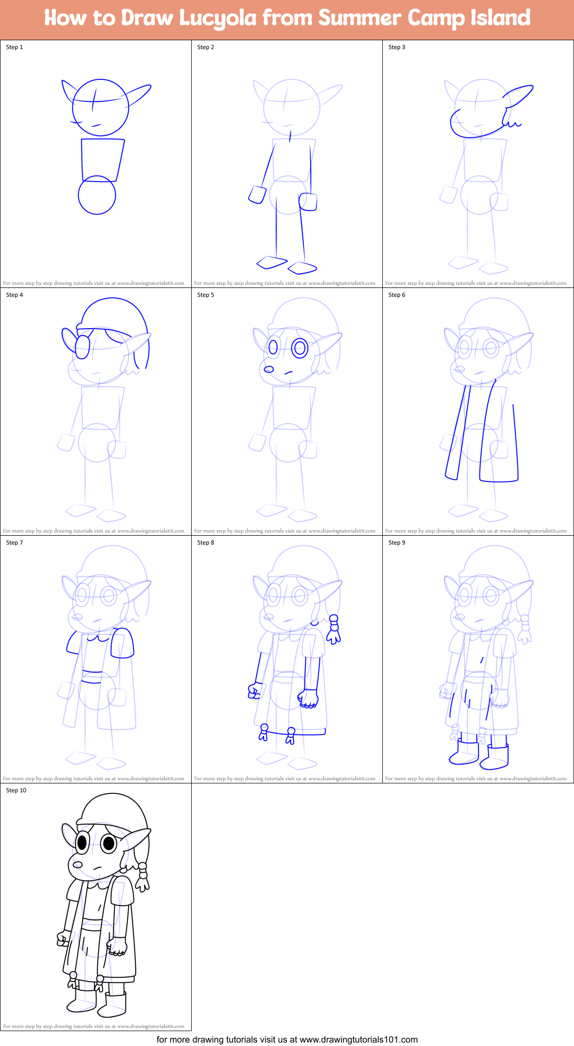 How to Draw Lucyola from Summer Camp Island Printable Step by Step