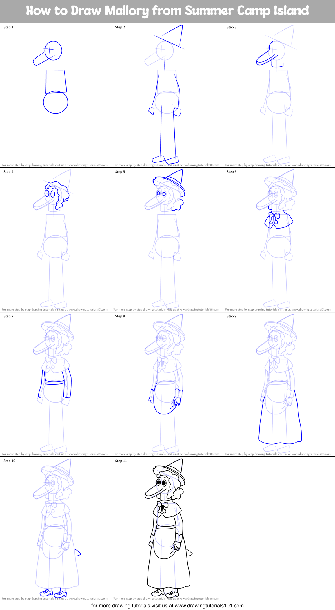 How to Draw Mallory from Summer Camp Island Printable Step by Step