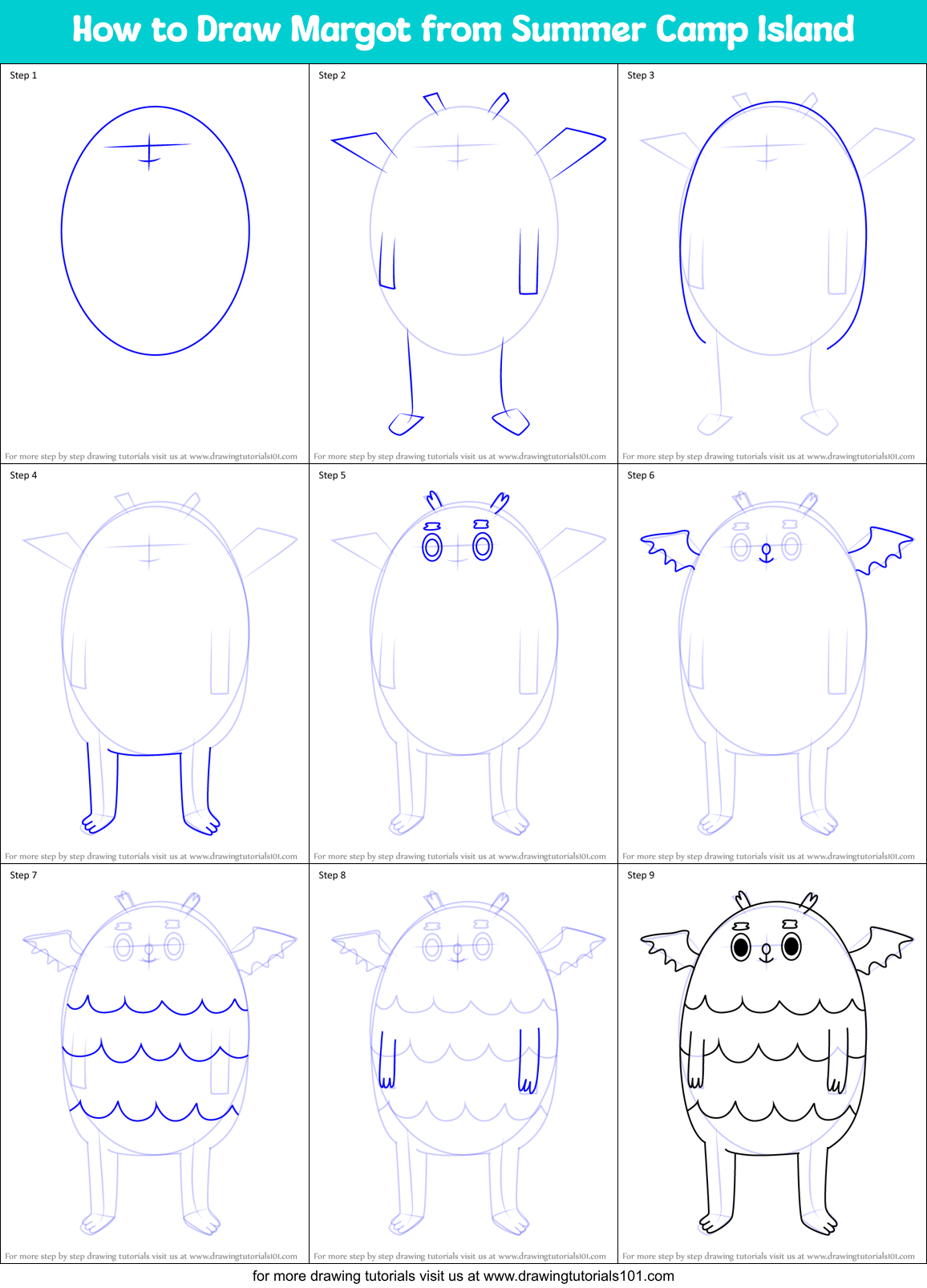 How to Draw Margot from Summer Camp Island Printable Step by Step