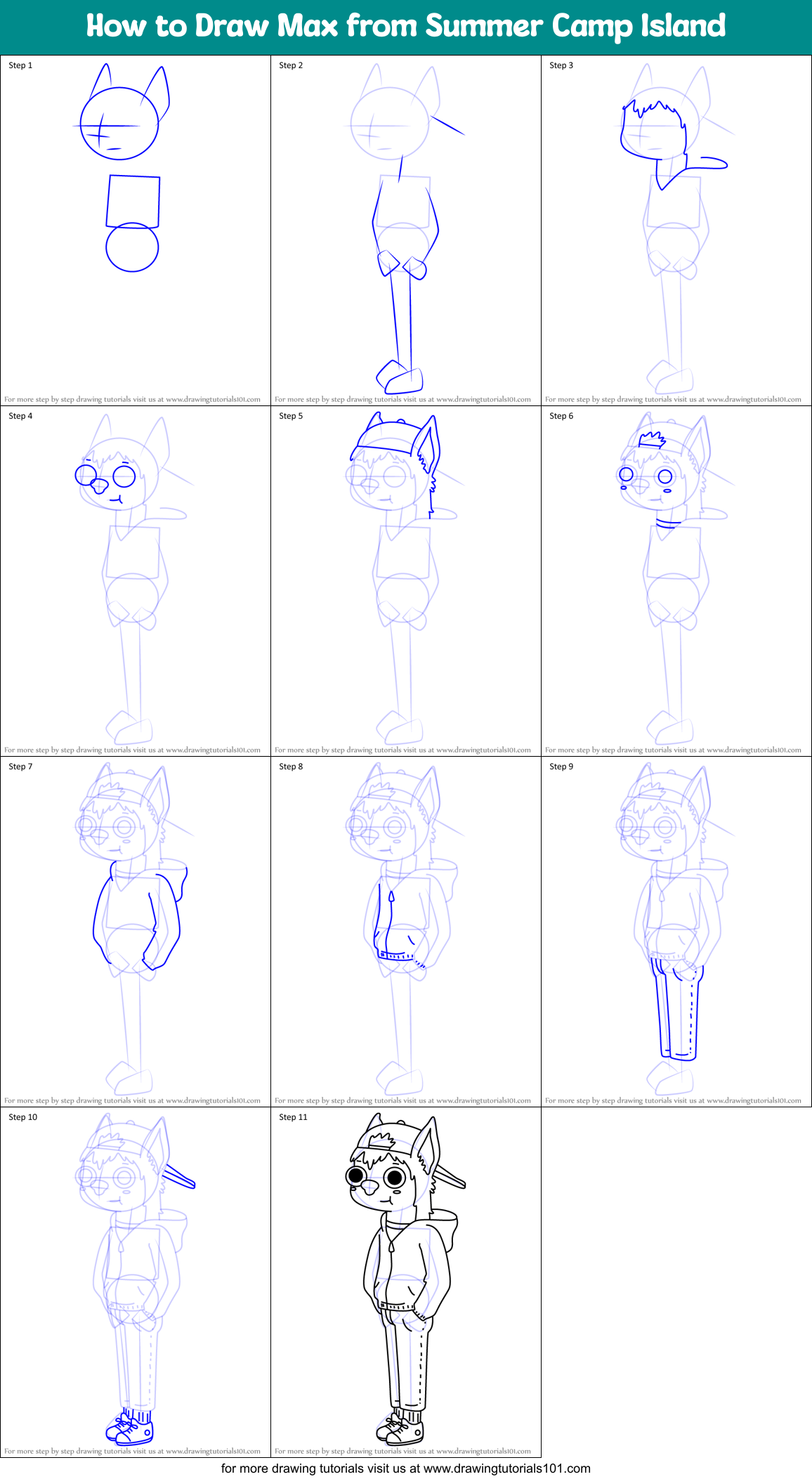 How to Draw Max from Summer Camp Island Printable Step by Step