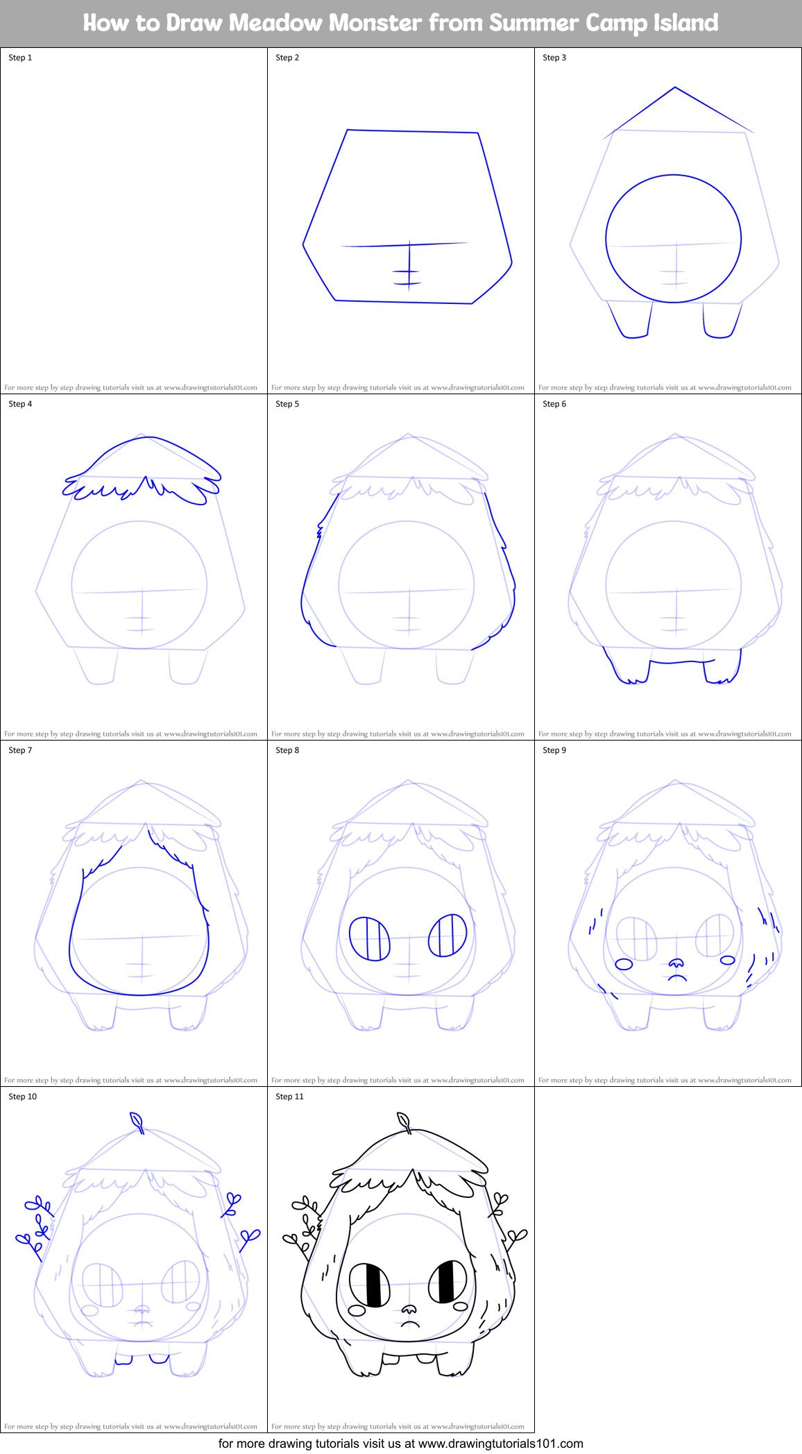 How to Draw Meadow Monster from Summer Camp Island Printable Step by Step