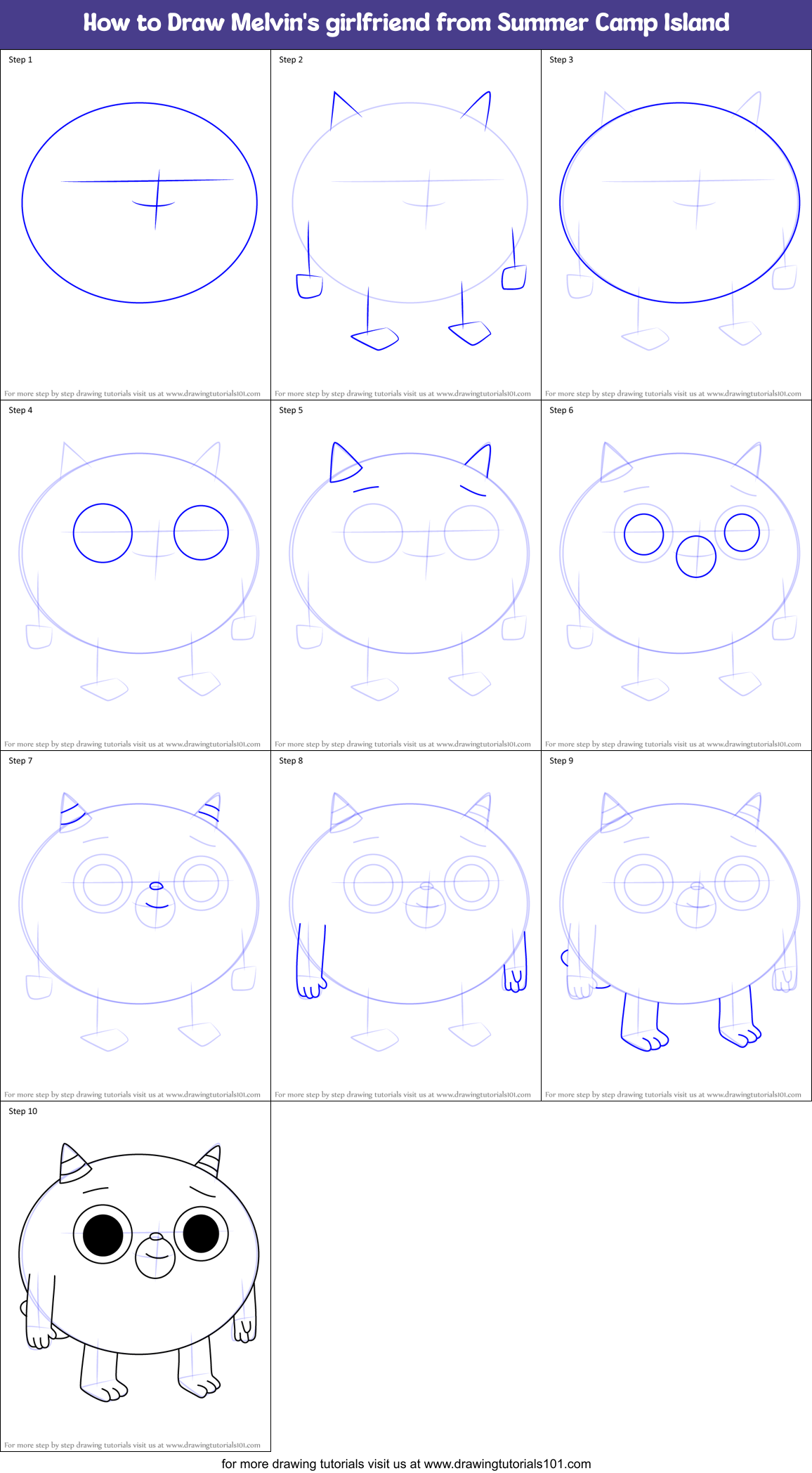 How to Draw Melvin's girlfriend from Summer Camp Island Printable Step by Step