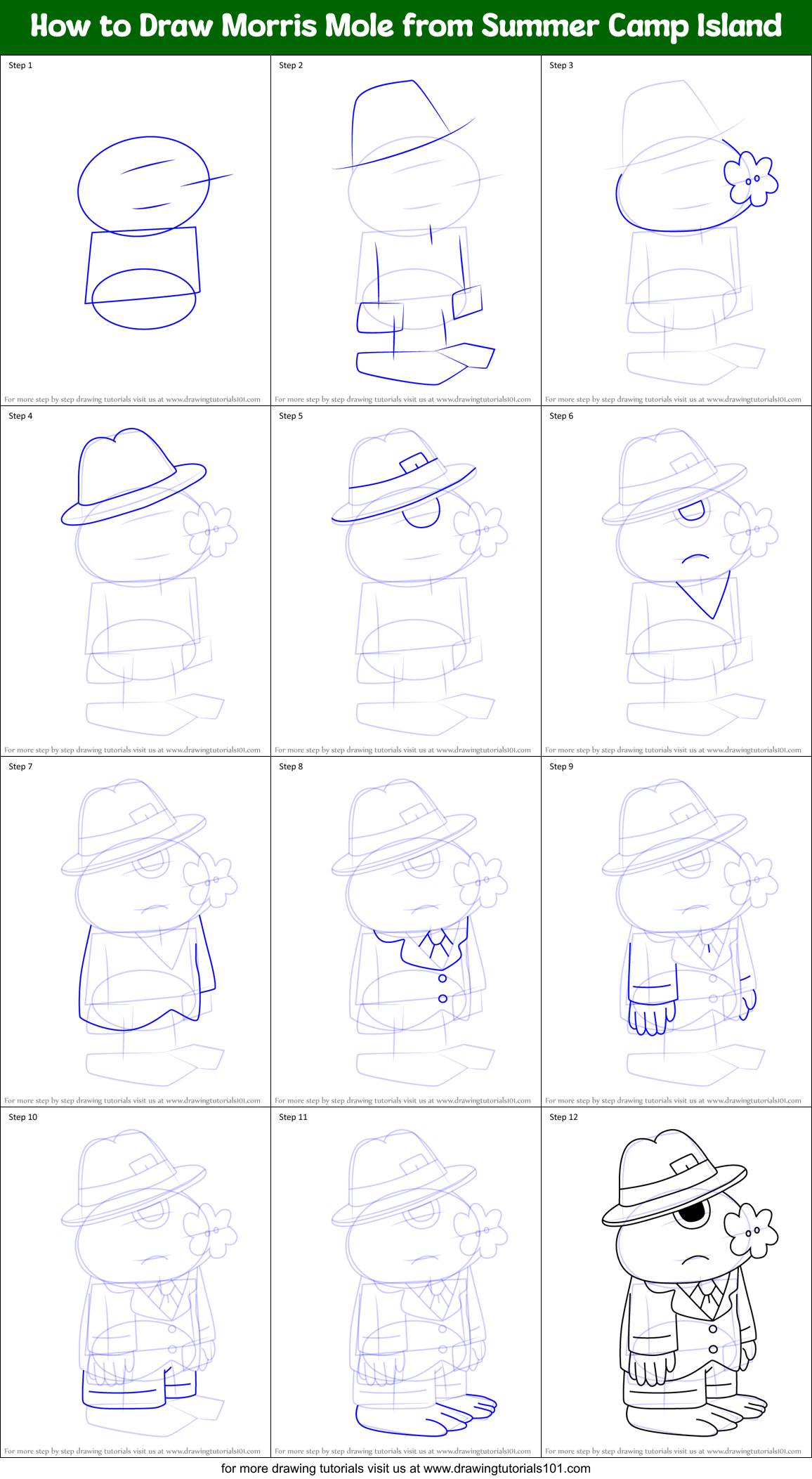 How to Draw Morris Mole from Summer Camp Island Printable Step by Step