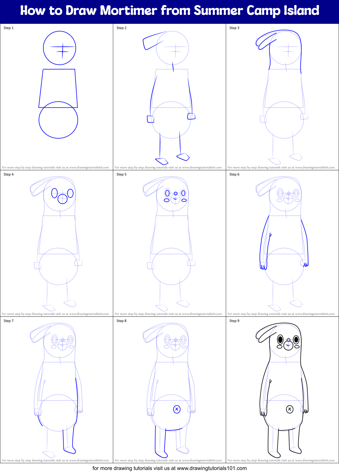 How to Draw Mortimer from Summer Camp Island Printable Step by Step