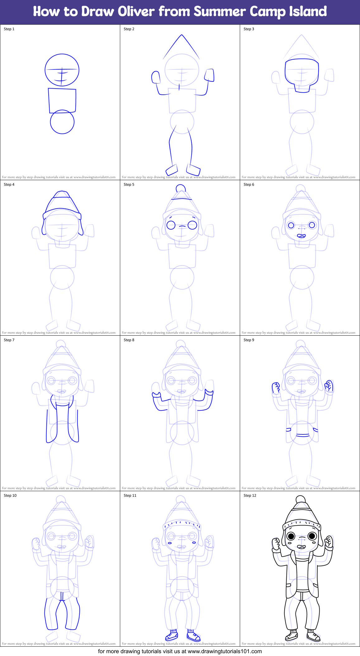 How to Draw Oliver from Summer Camp Island Printable Step by Step