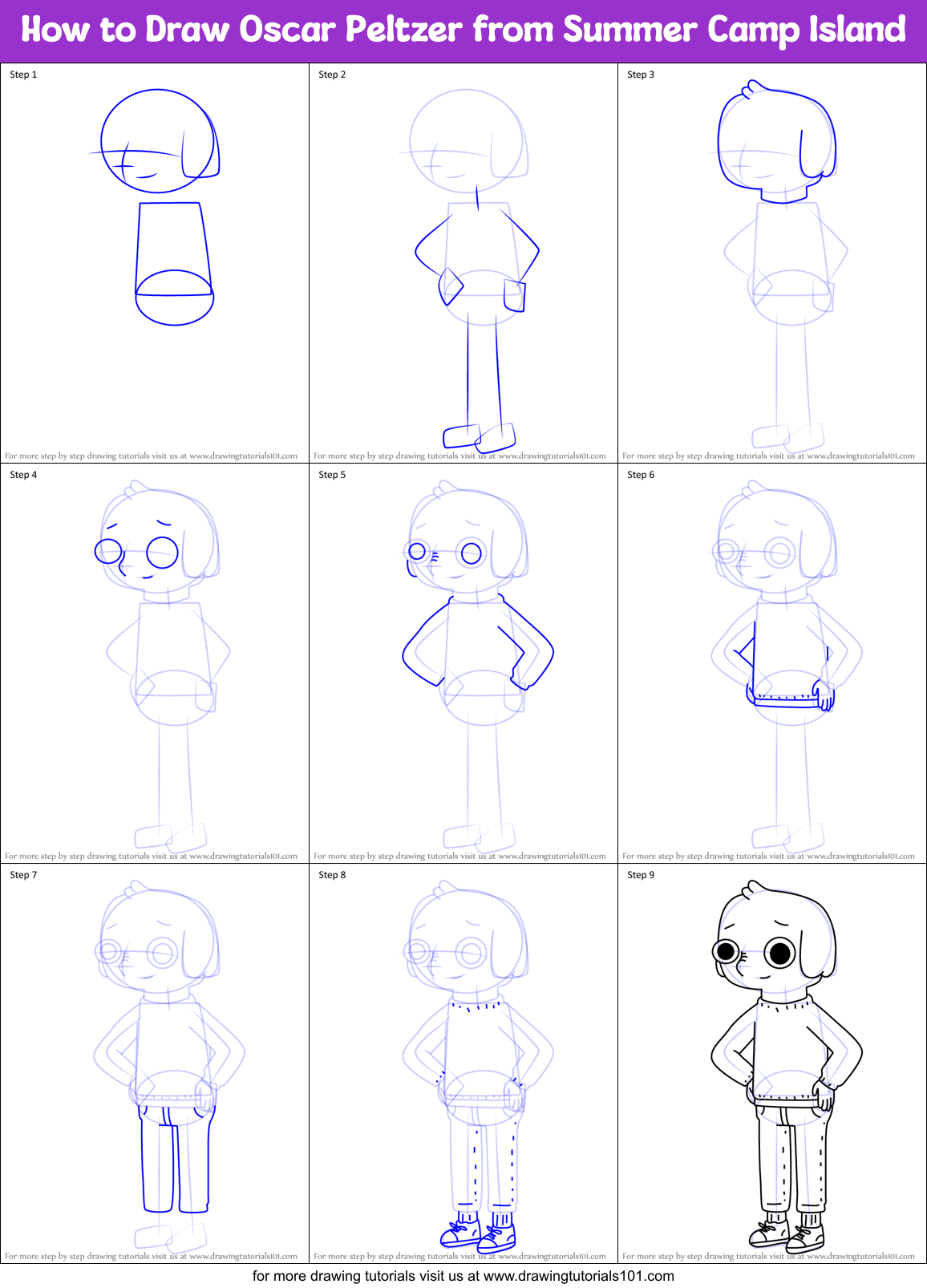 How to Draw Oscar Peltzer from Summer Camp Island Printable Step by Step