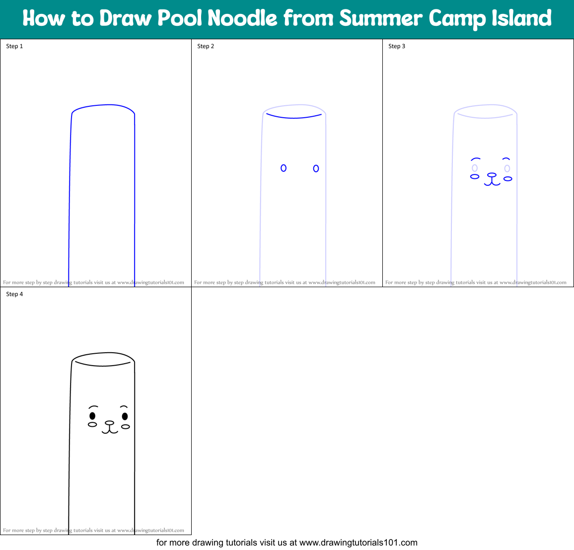 How to Draw Pool Noodle from Summer Camp Island Printable Step by Step