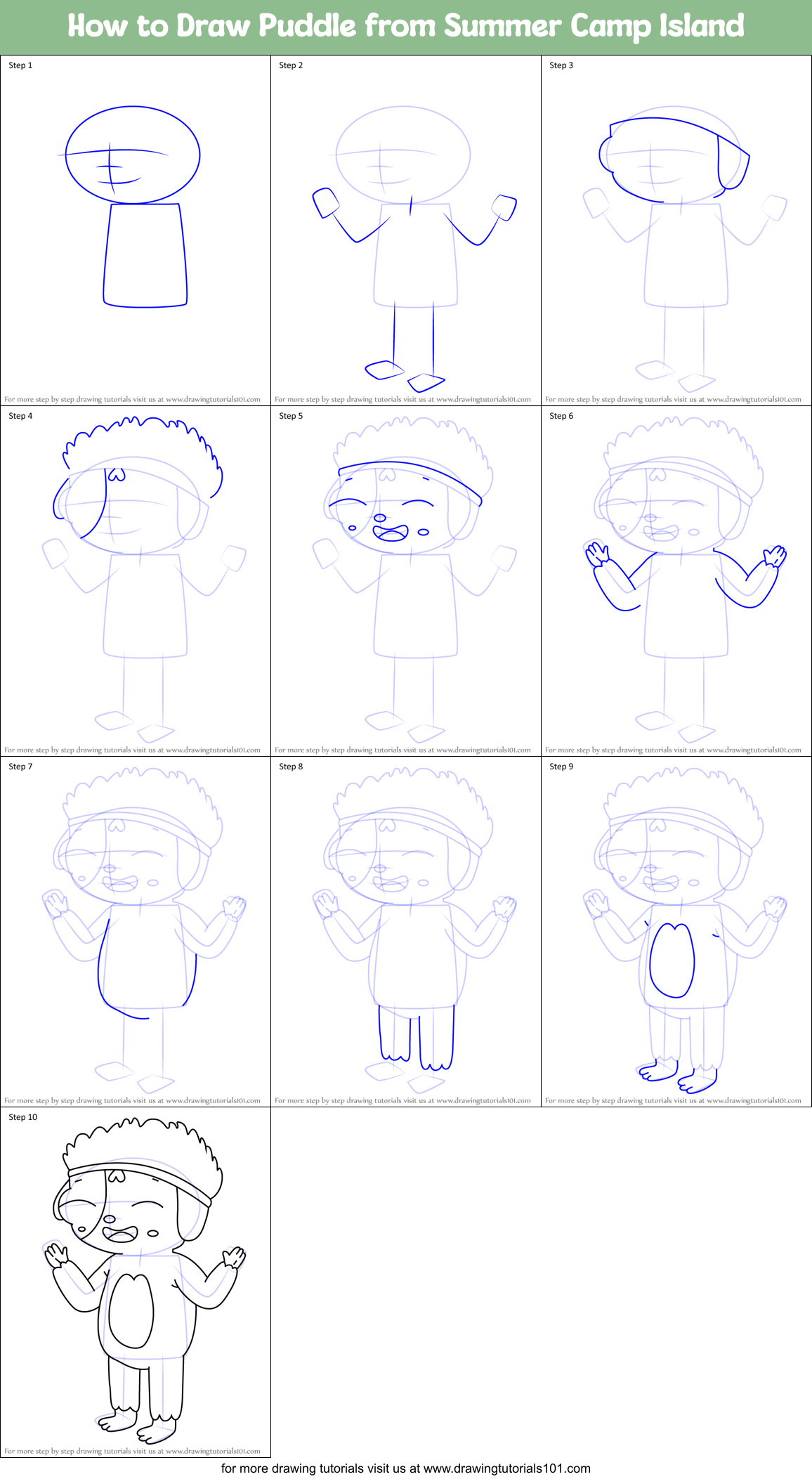 How to Draw Puddle from Summer Camp Island Printable Step by Step