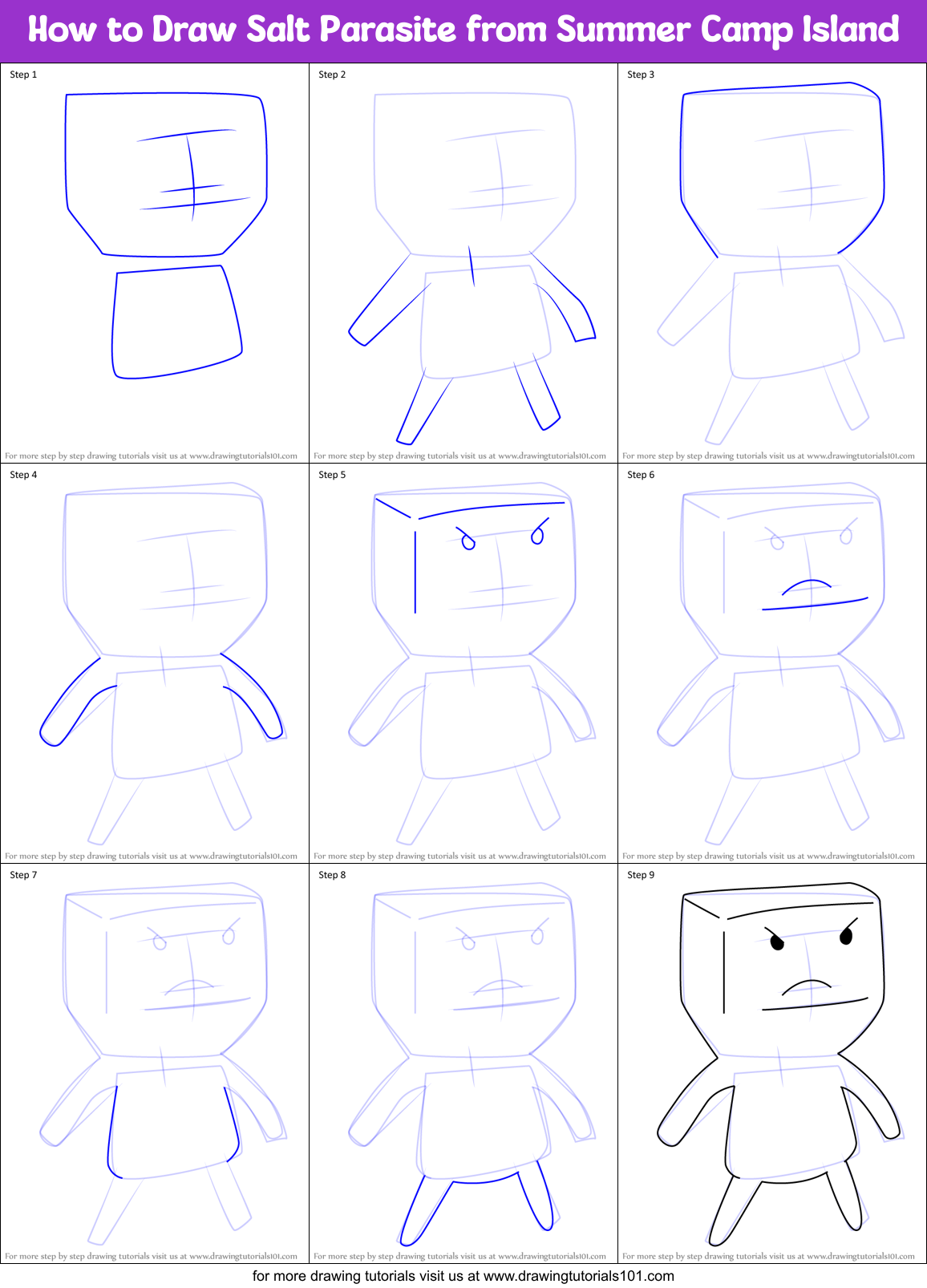 How to Draw Salt Parasite from Summer Camp Island Printable Step by Step