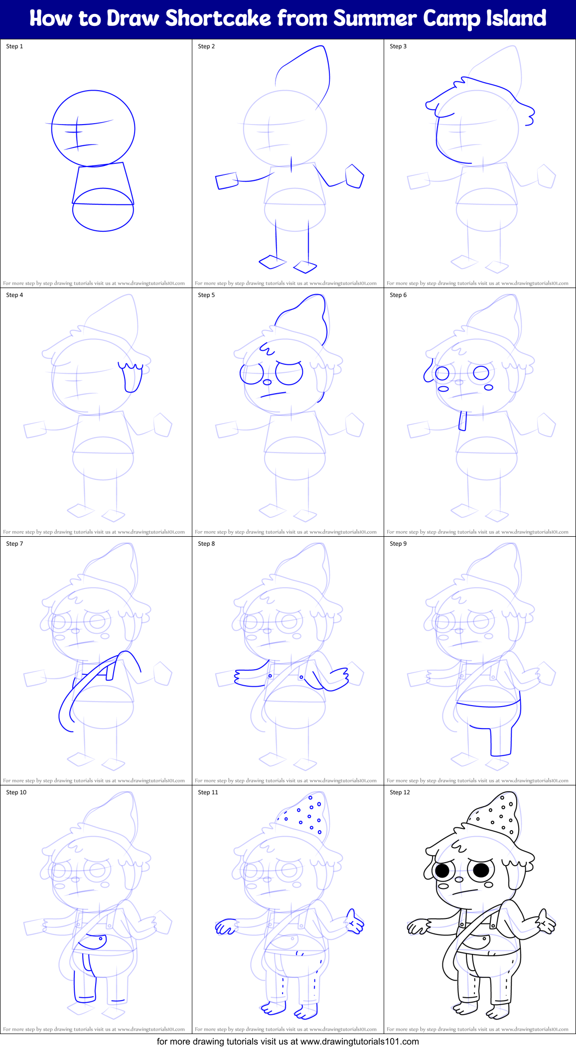 How to Draw Shortcake from Summer Camp Island Printable Step by Step