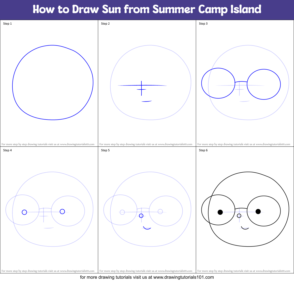 How to Draw Sun from Summer Camp Island Printable Step by Step