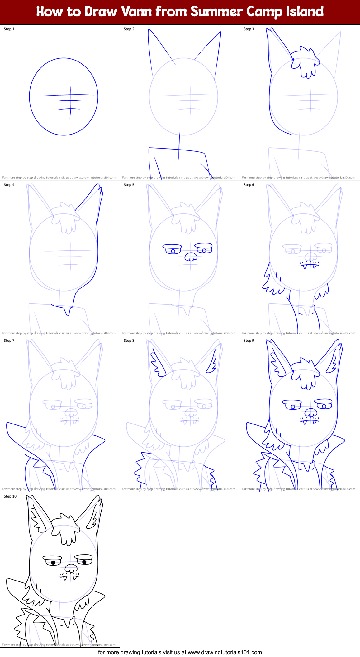 How to Draw Vann from Summer Camp Island Printable Step by Step