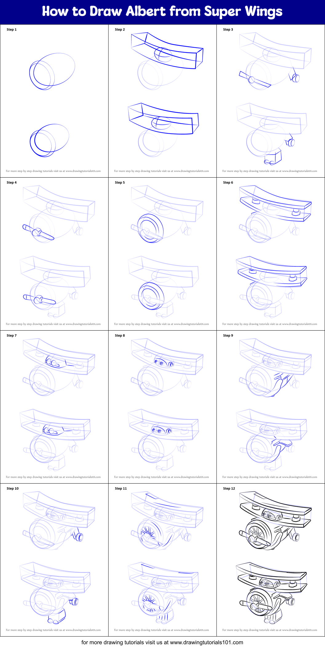 How to Draw Albert from Super Wings Printable Step by Step