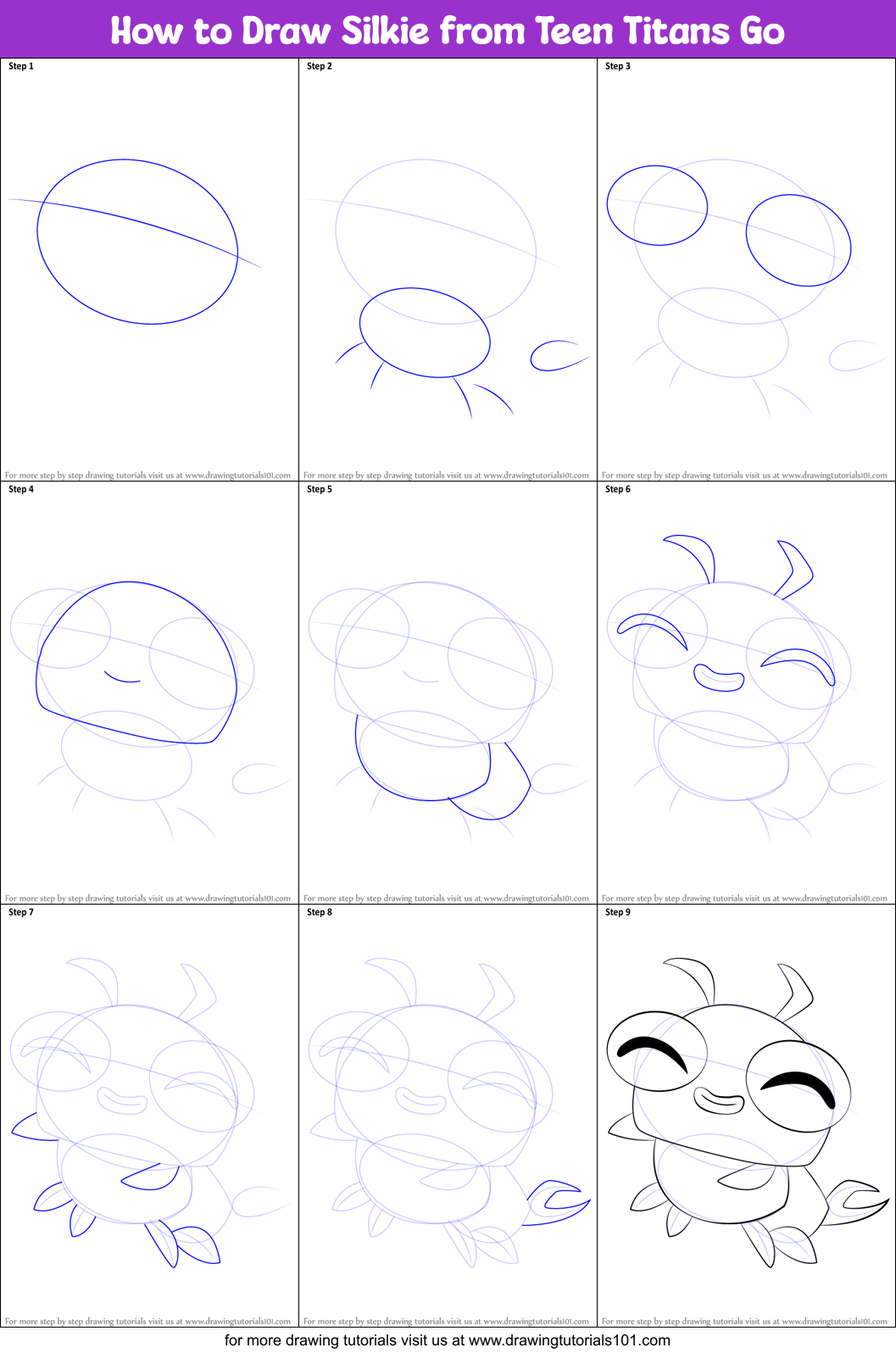 How to Draw Silkie from Teen Titans Go Printable Step by Step