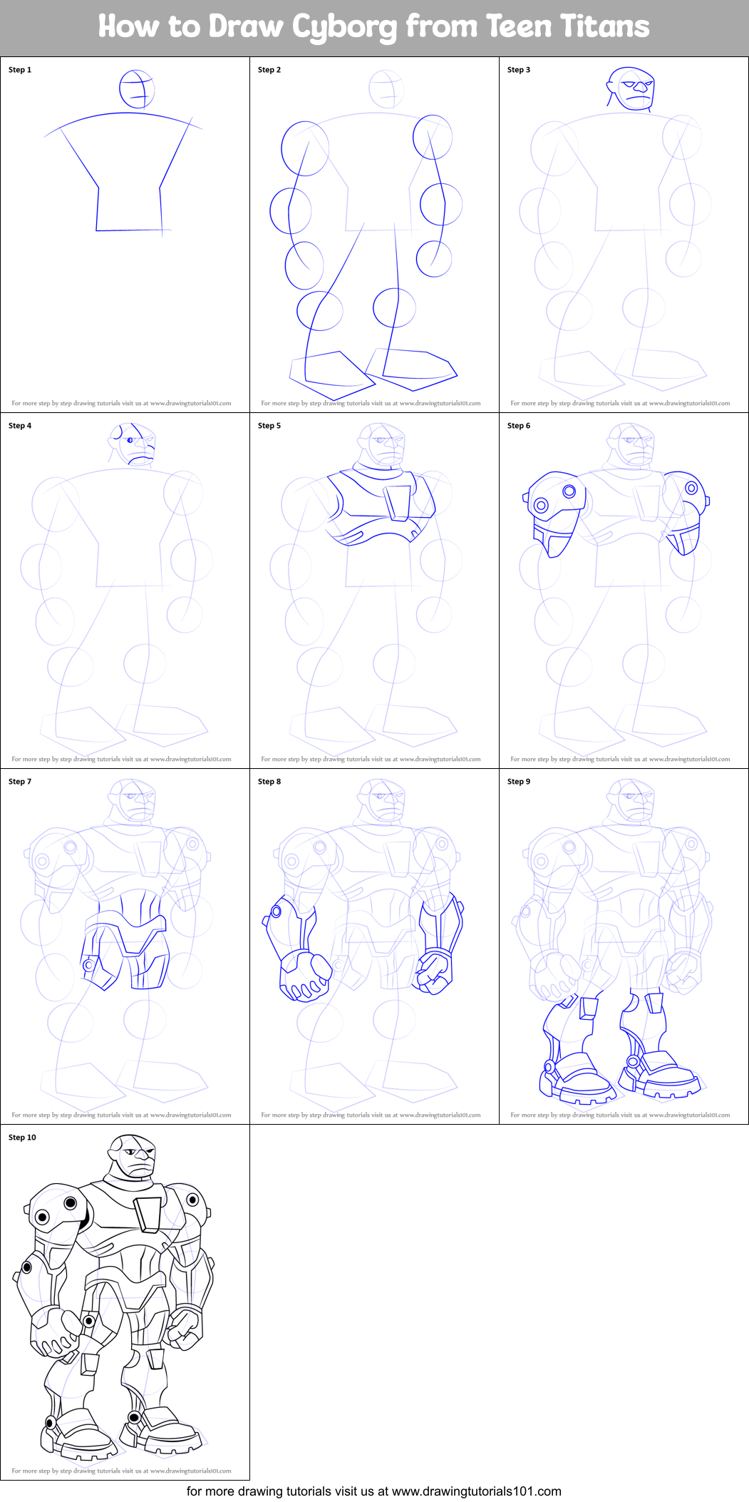 How to Draw Cyborg from Teen Titans (Teen Titans) Step by Step ...