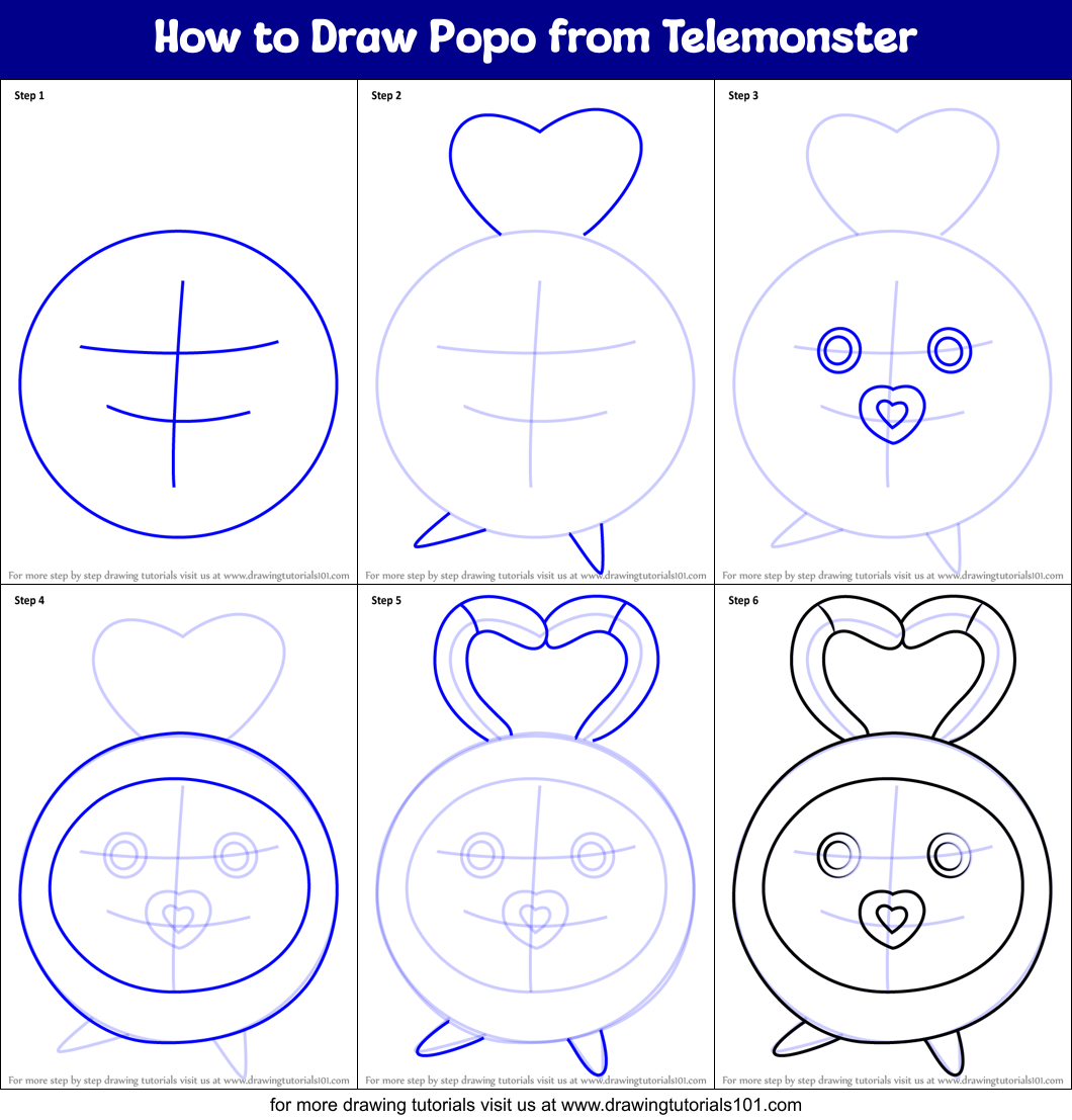 How to Draw Popo from Telemonster Printable Step by Step