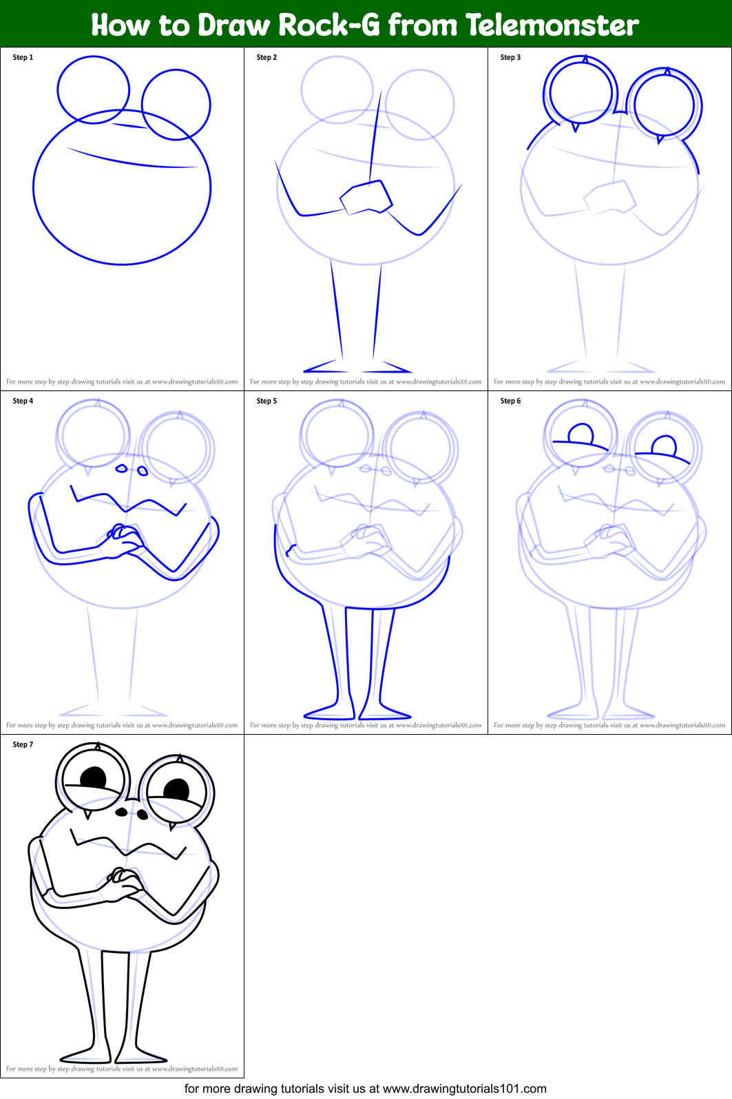 How to Draw Rock-G from Telemonster Printable Step by Step