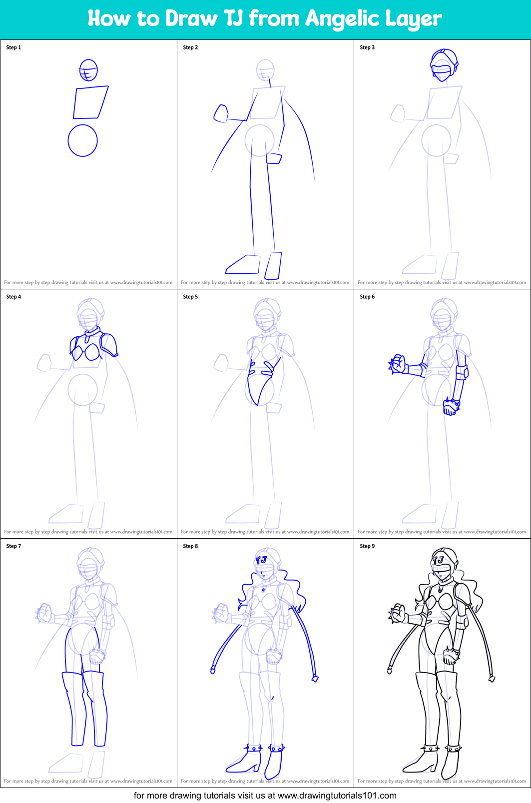 How to Draw TJ from Angelic Layer Printable Step by Step