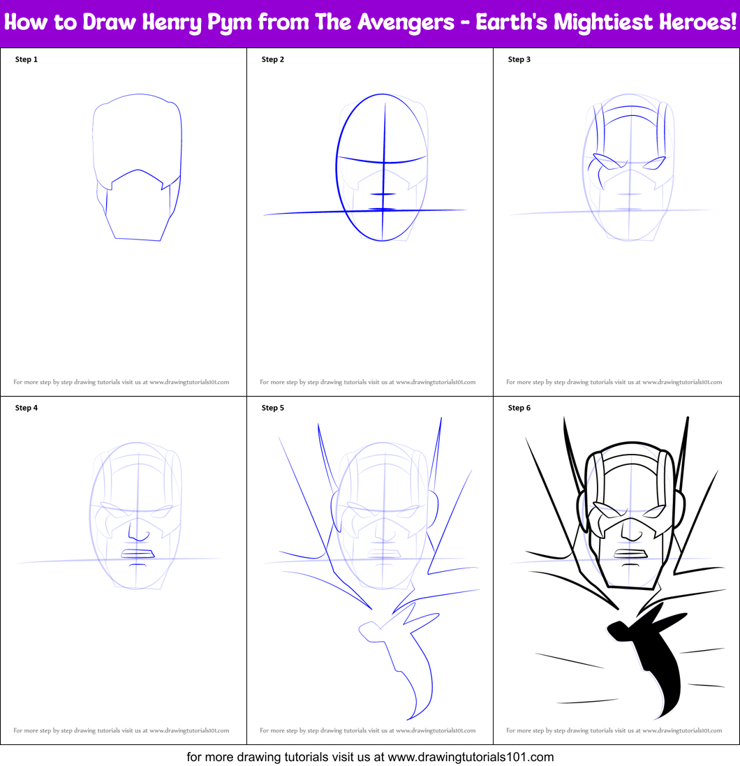 How to Draw Henry Pym from The Avengers - Earth's Mightiest Heroes! Printable Step by Step