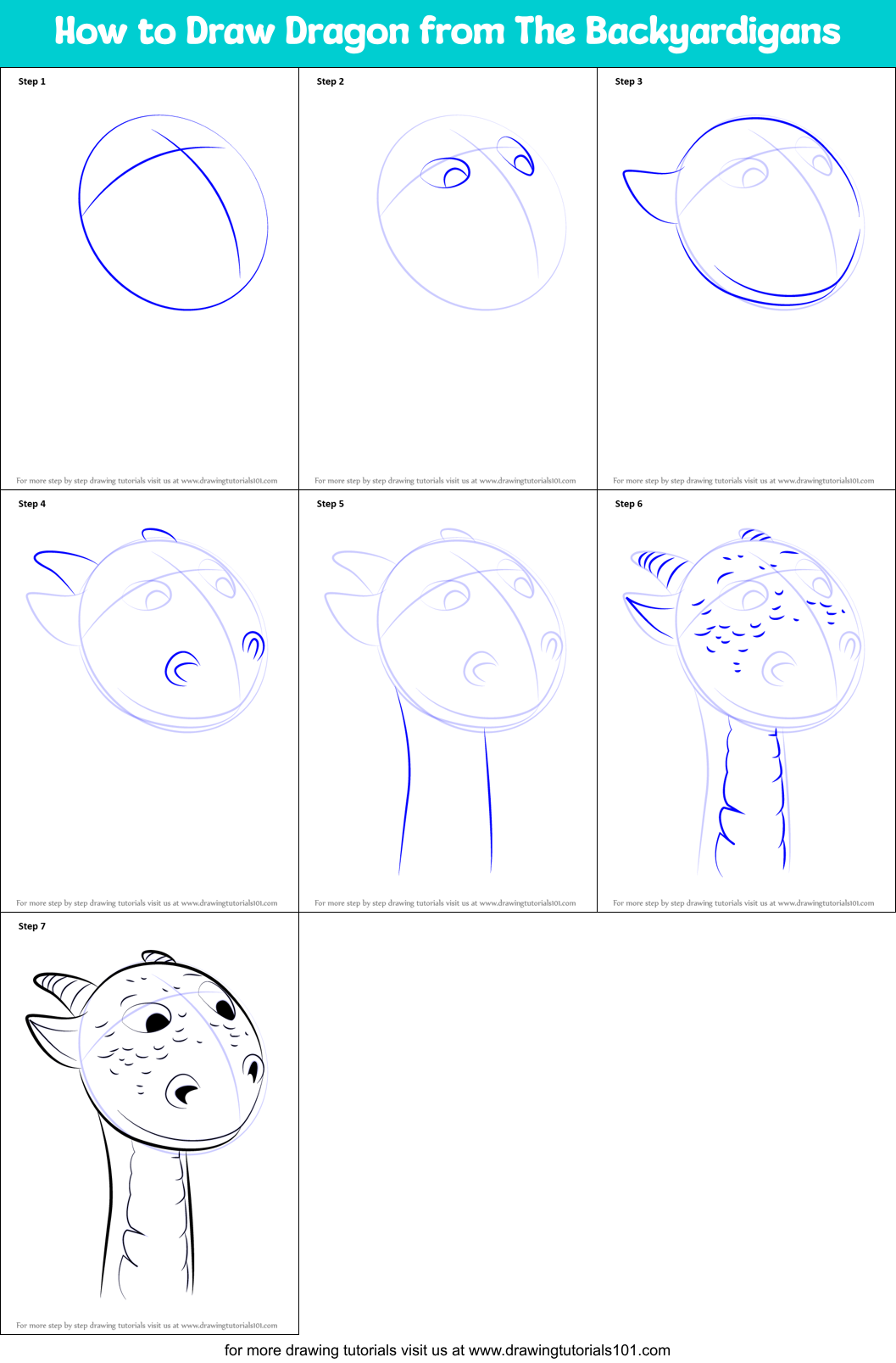 How to Draw Dragon from The Backyardigans Printable Step by Step