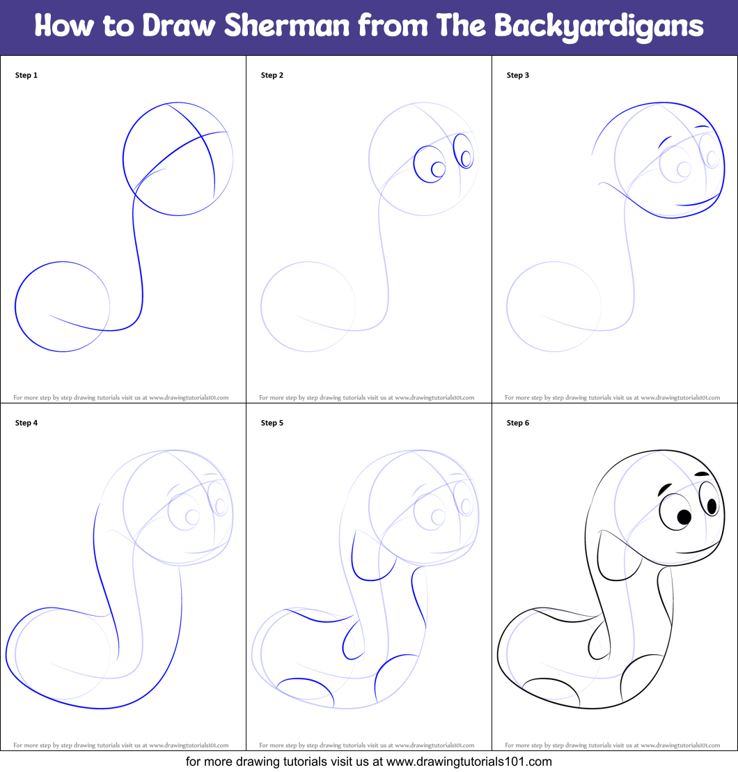 How to Draw Sherman from The Backyardigans Printable Step by Step