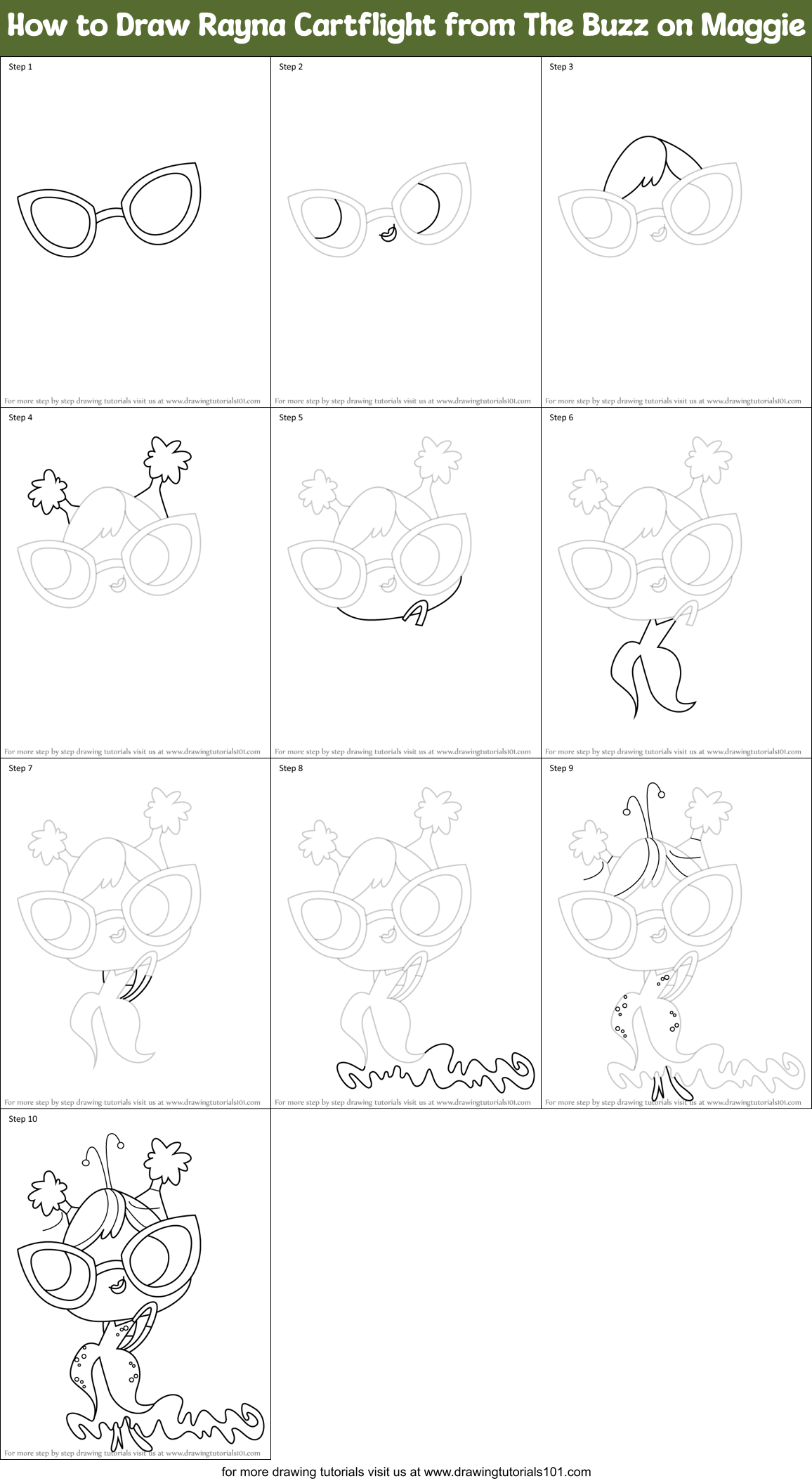 How to Draw Rayna Cartflight from The Buzz on Maggie Printable Step by Step